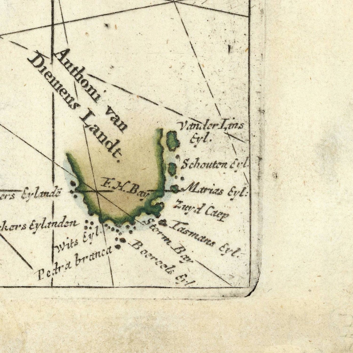 detail of the map from the bottom right corner