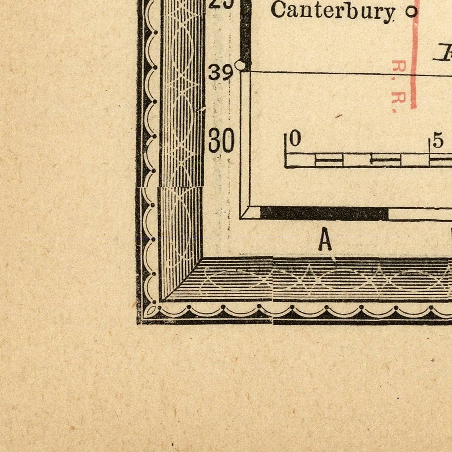 detail of the map from the bottom left corner