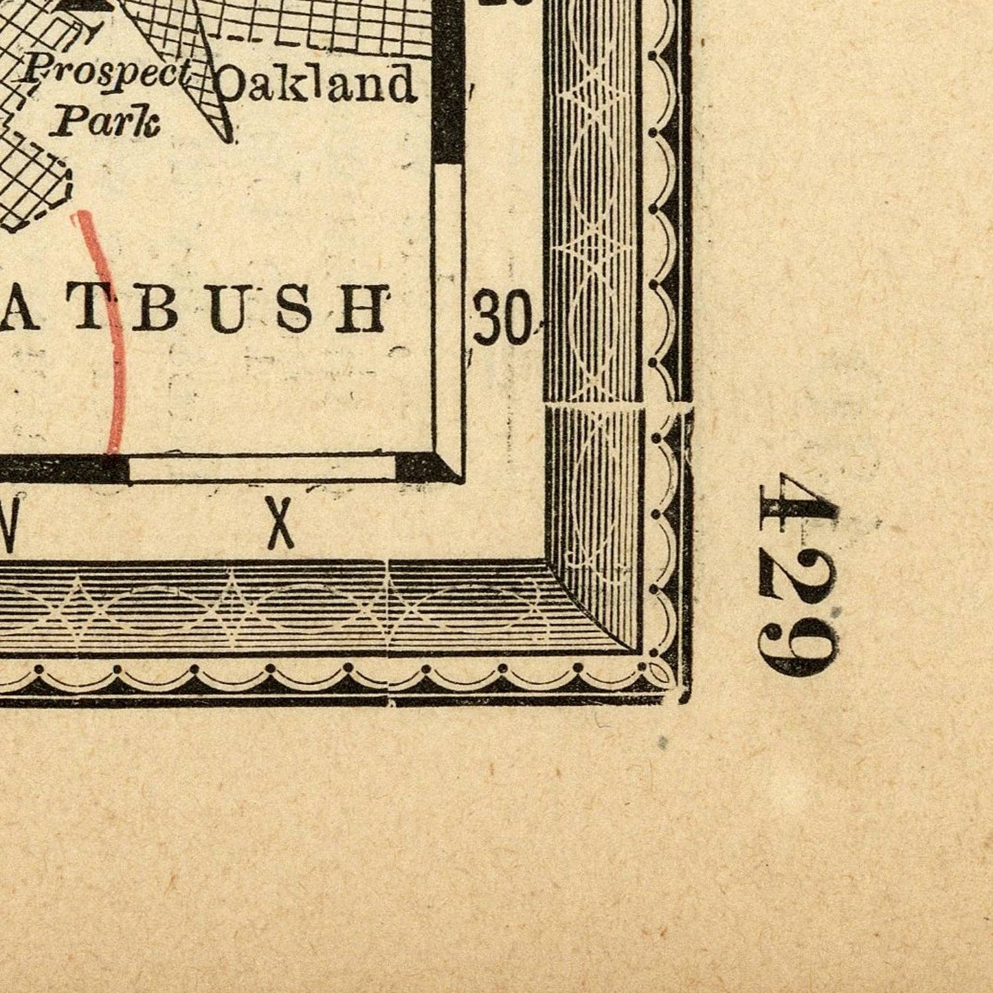 detail of the map from the bottom right corner