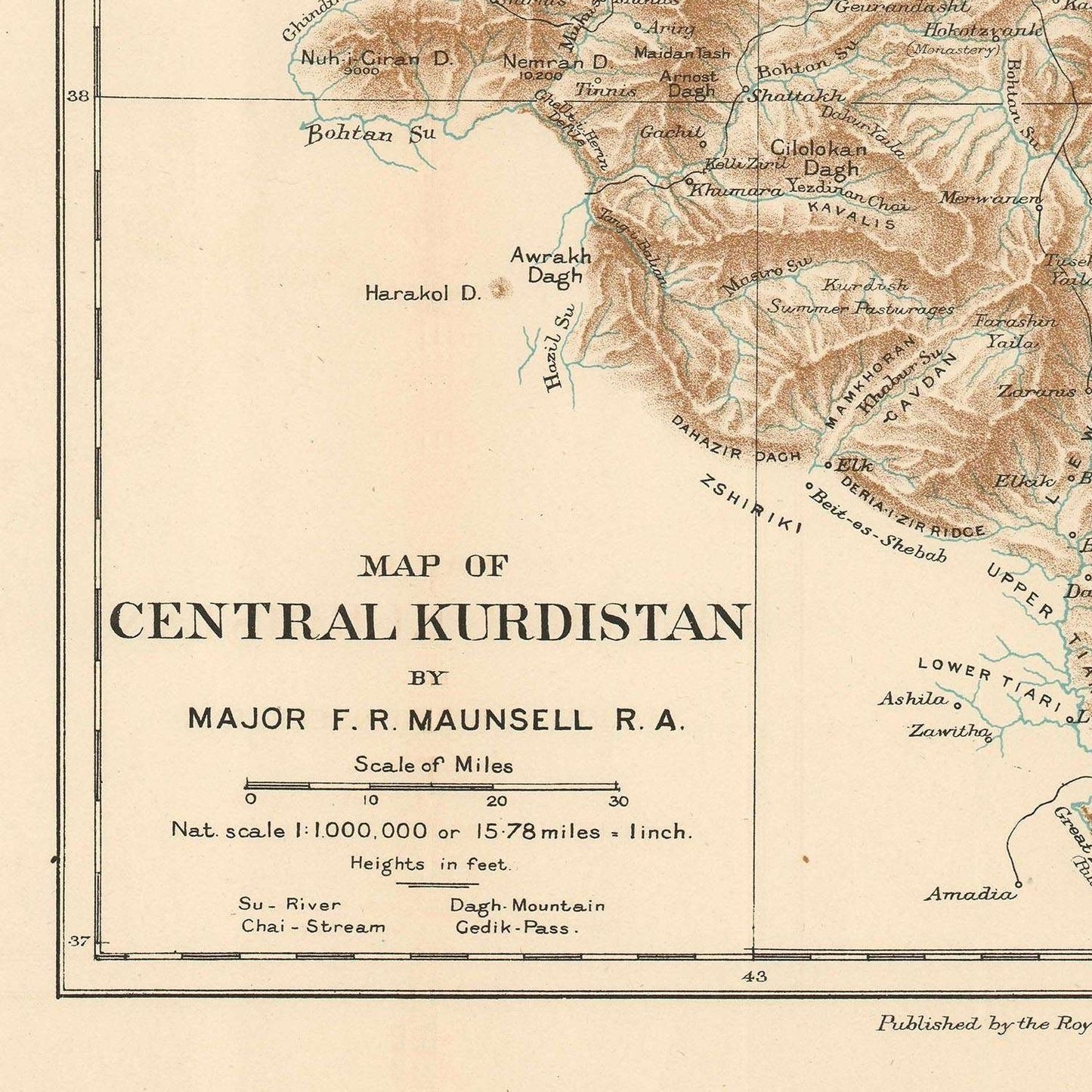 detail of the map from the bottom left corner