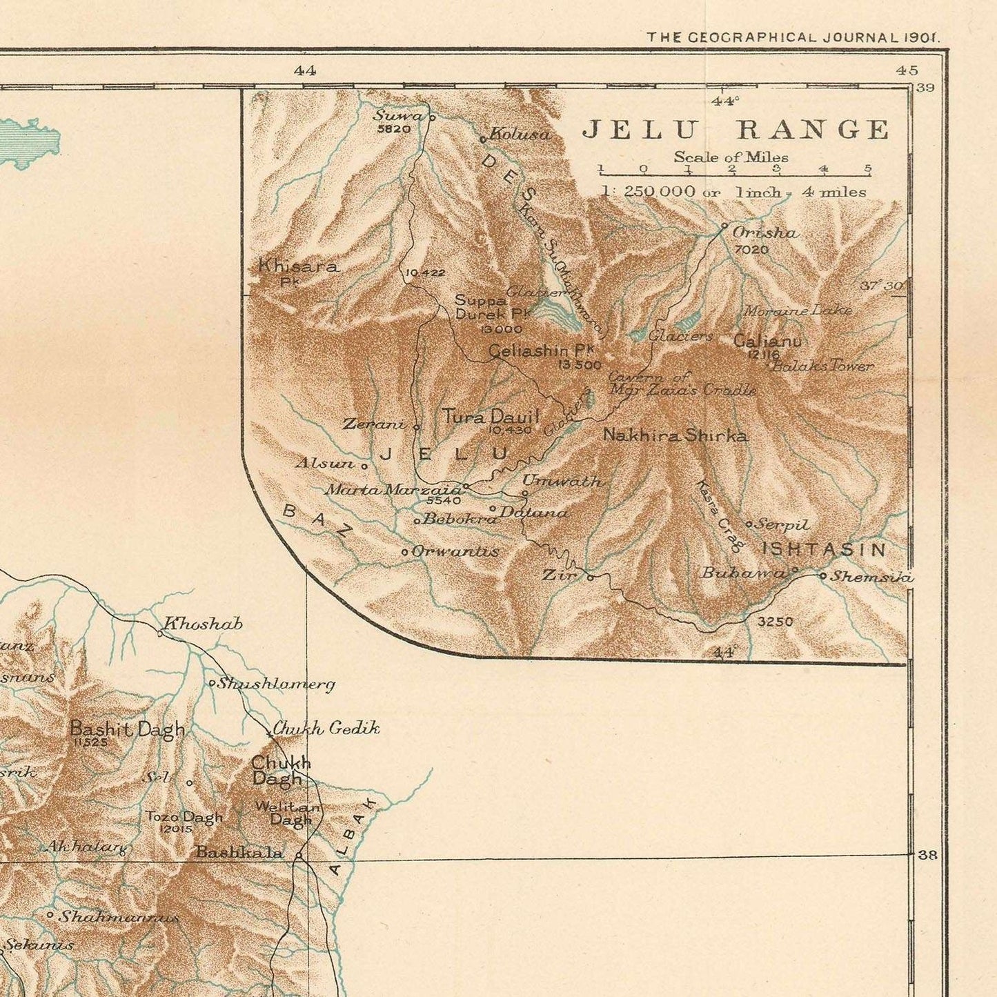 detail of the map from the top right corner