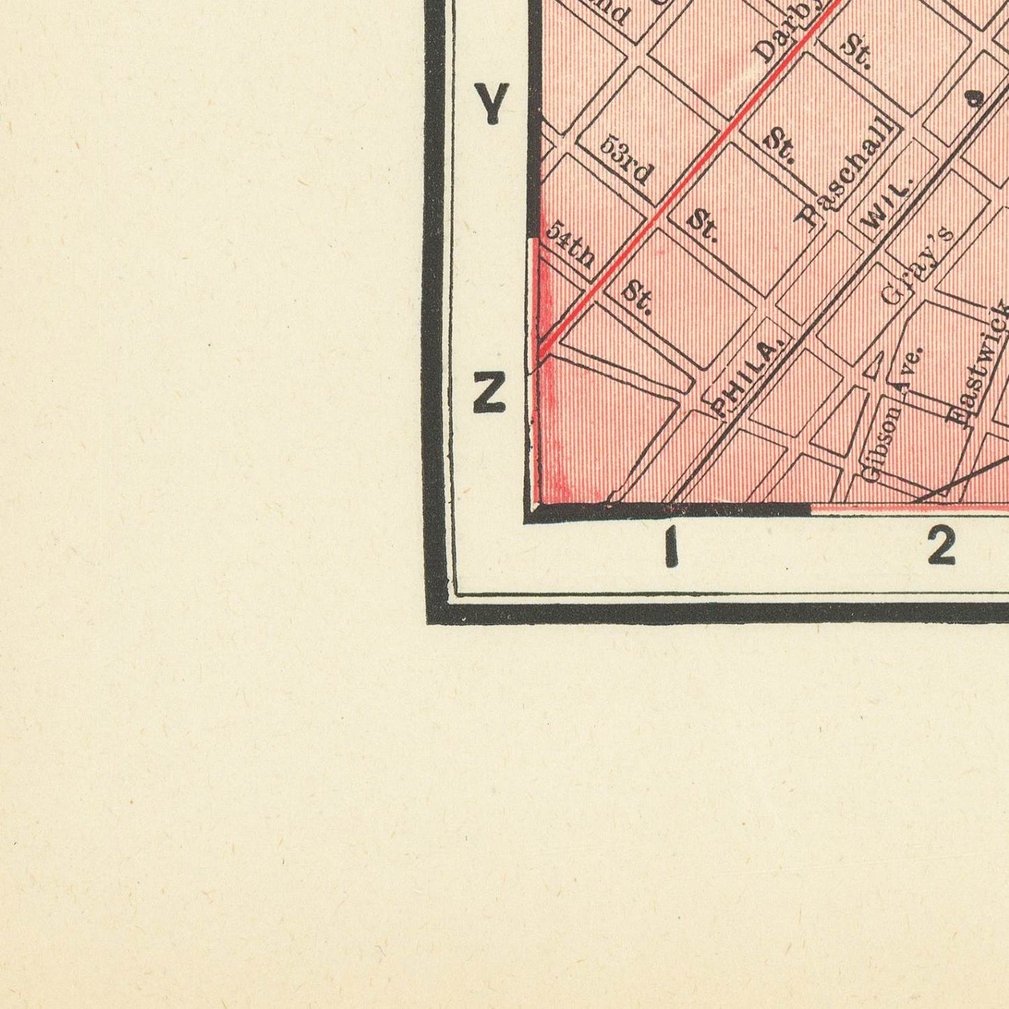 detail of the map from the bottom left corner