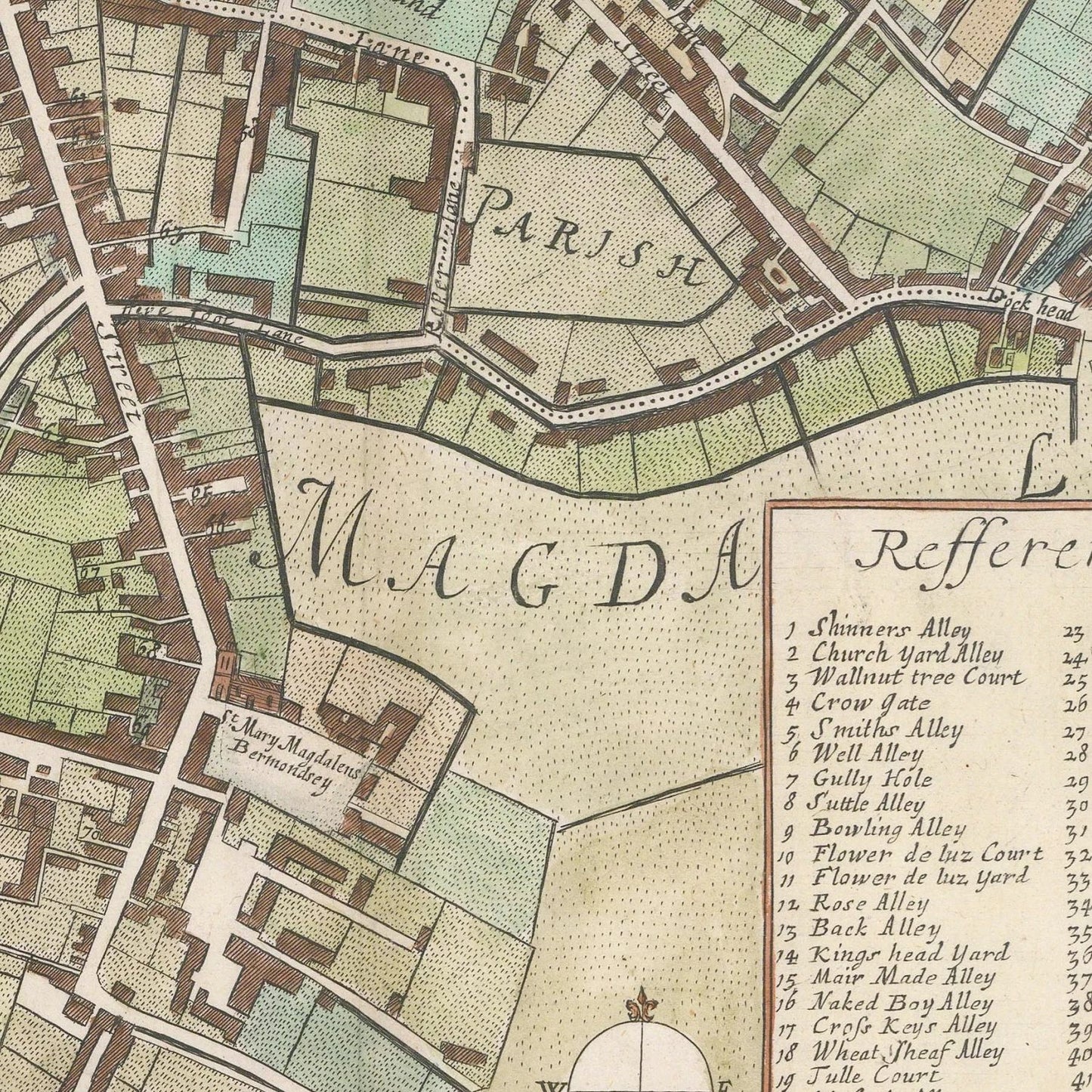 detail of the map from the centre left