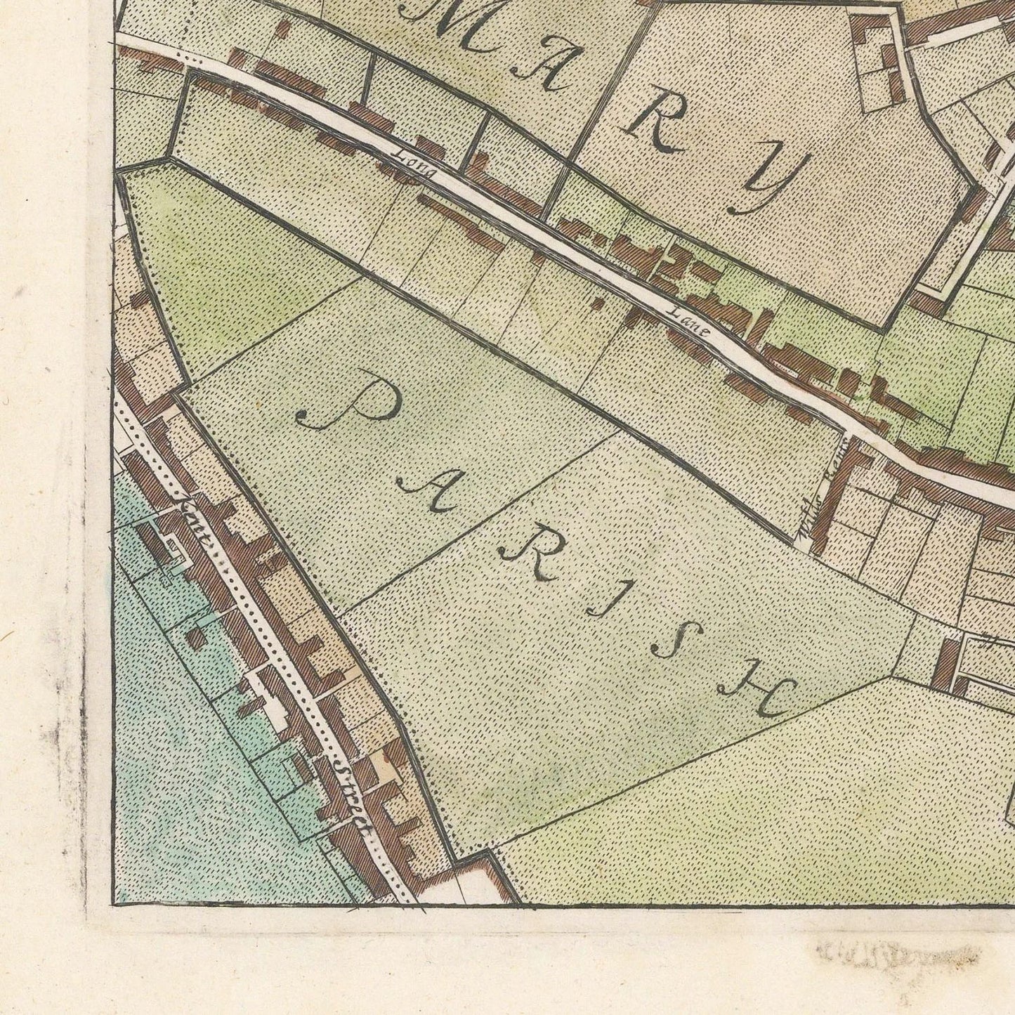 detail of the map from the bottom left corner
