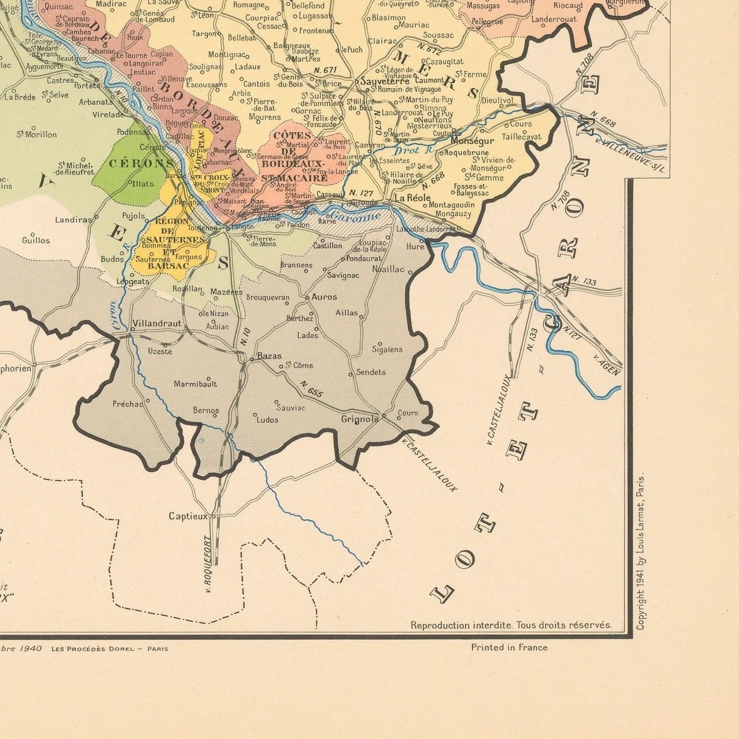 detail of the map from the bottom right corner