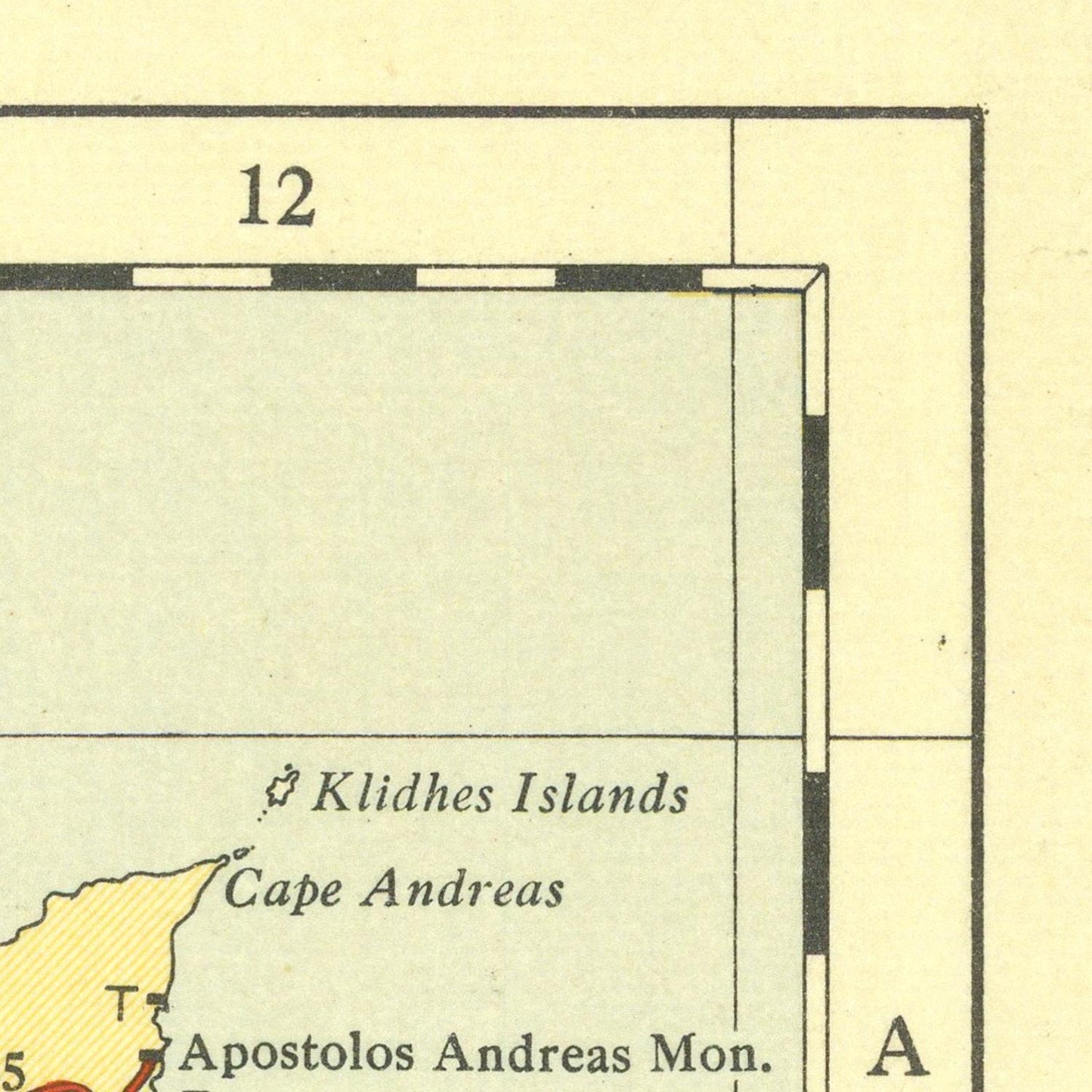 detail of the map from the top right corner