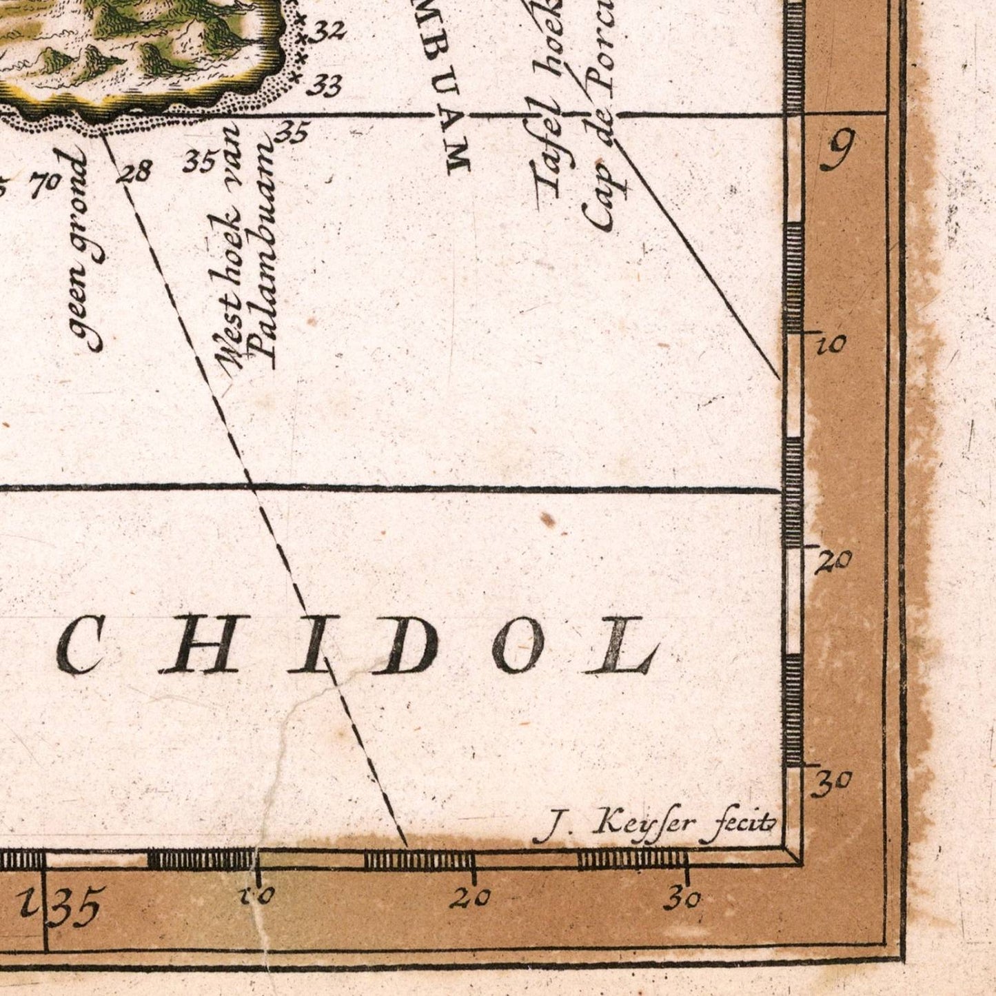 detail of the map from the bottom right corner