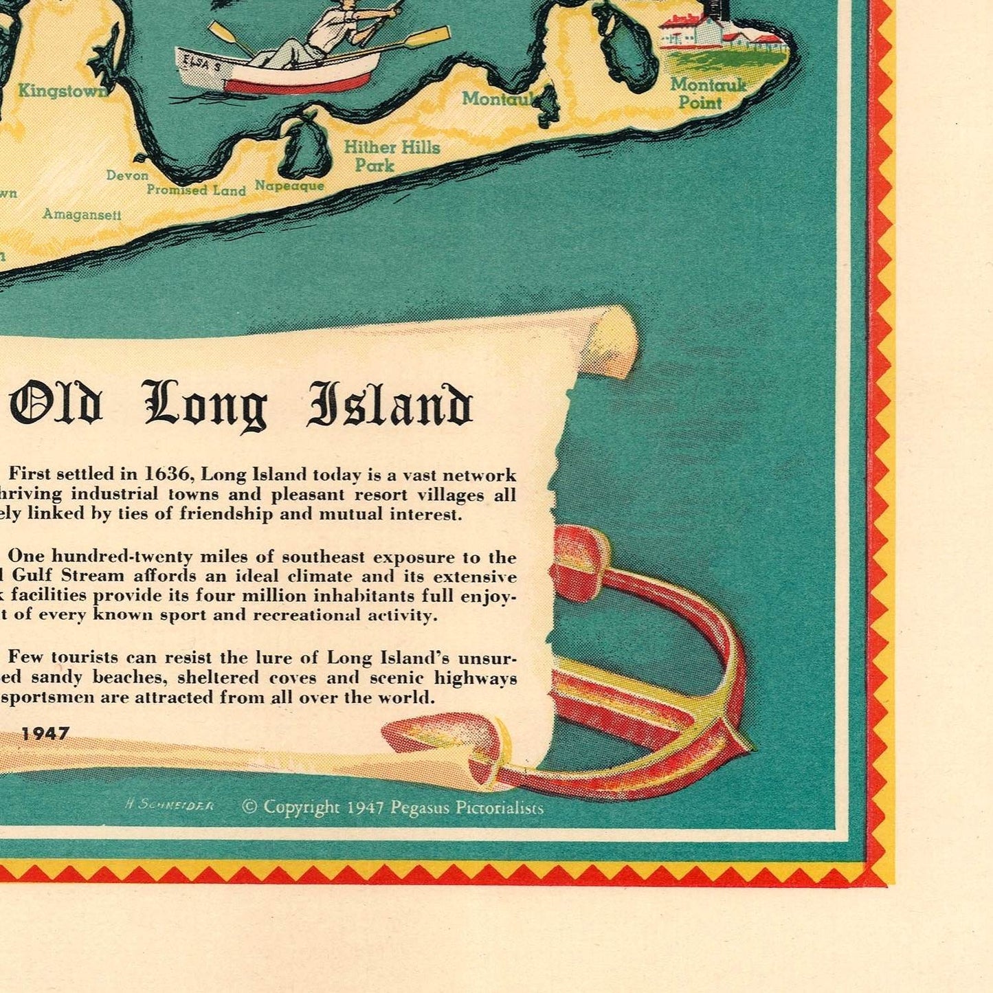 detail of the map from the bottom right corner