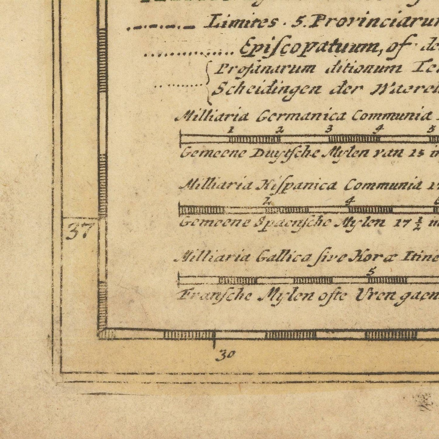 detail of the map from the bottom left corner