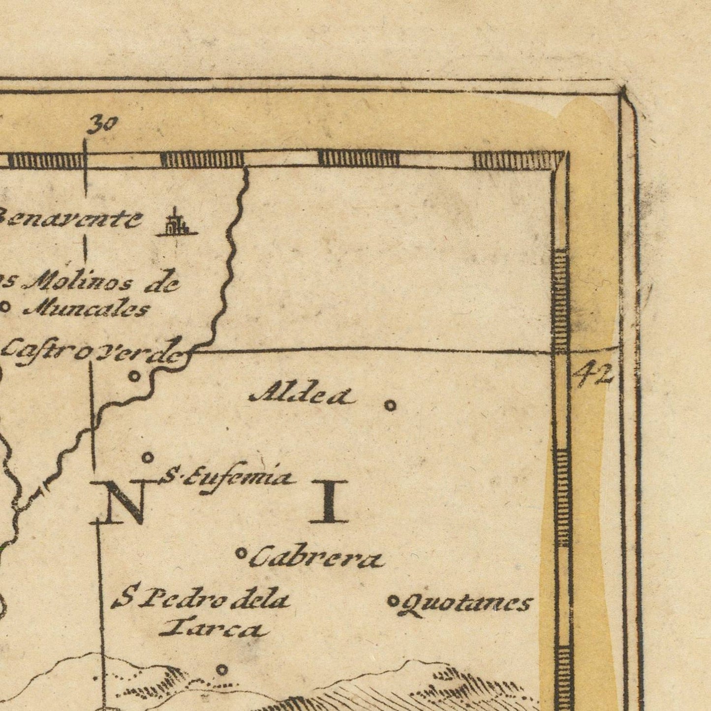 detail of the map from the top right corner
