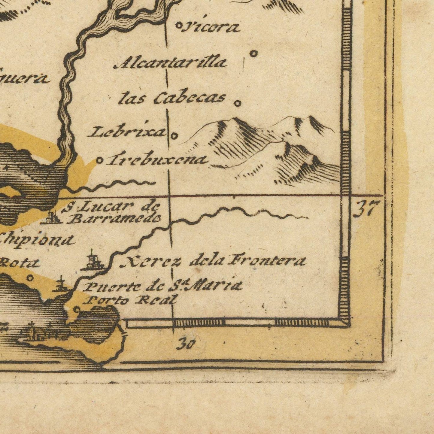 detail of the map from the bottom right corner