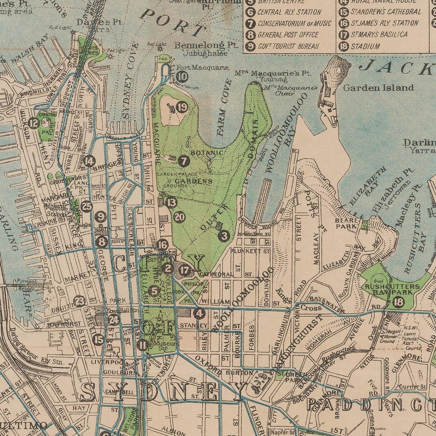 detail of the map from the centre