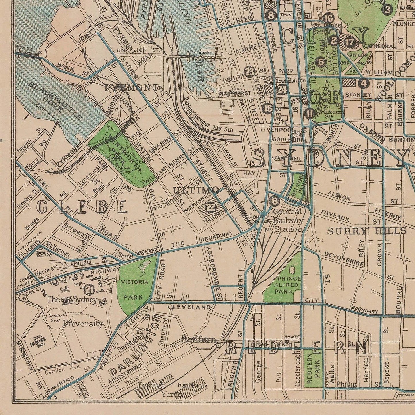 detail of the map from the bottom left corner