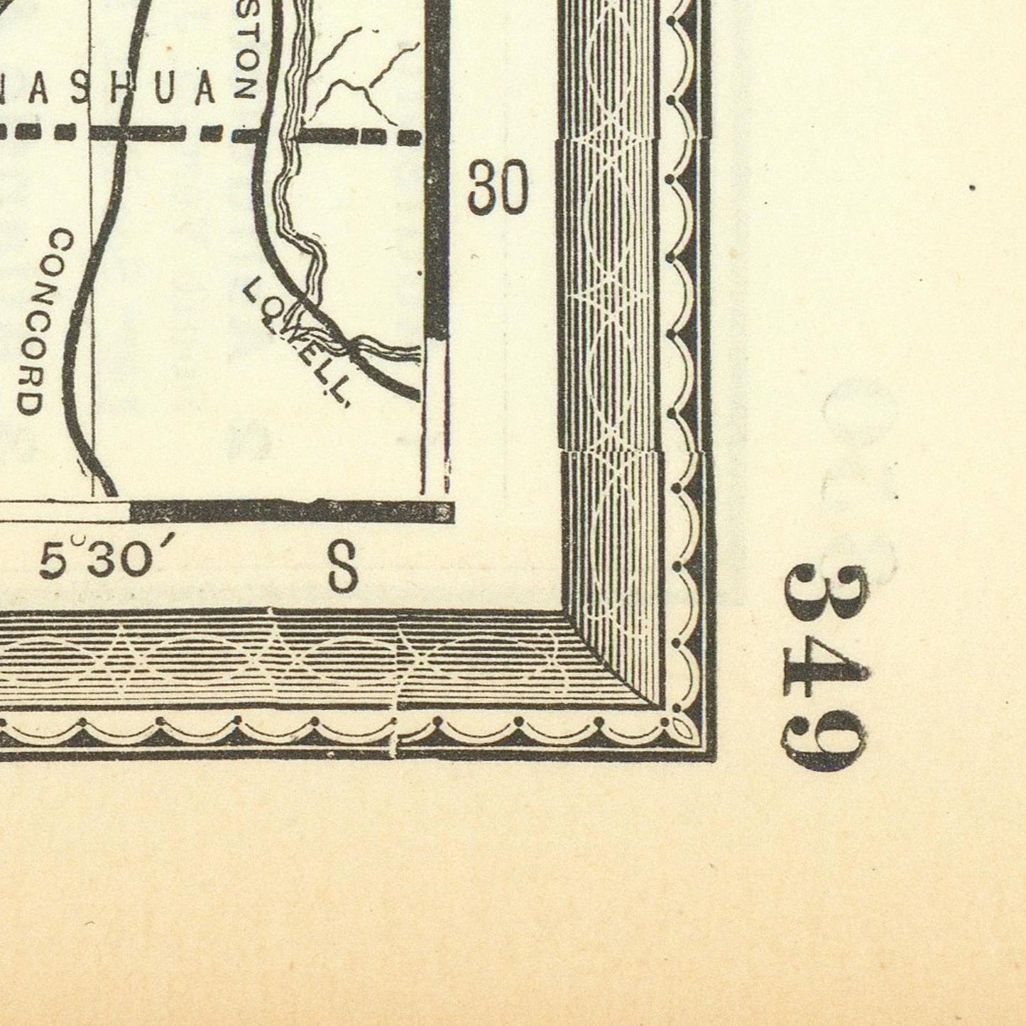 detail of the map from the bottom right corner