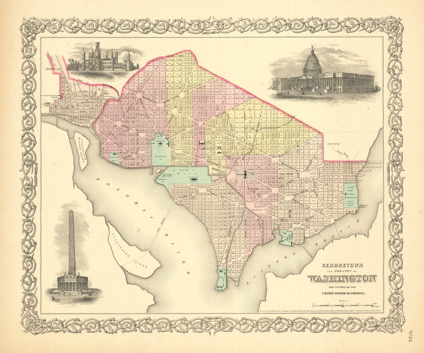 presentation of the map reproduction without a frame