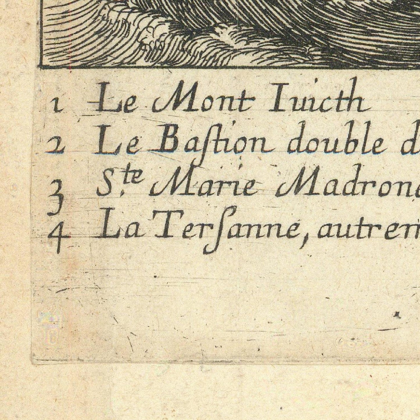 detail of the map from the bottom left corner