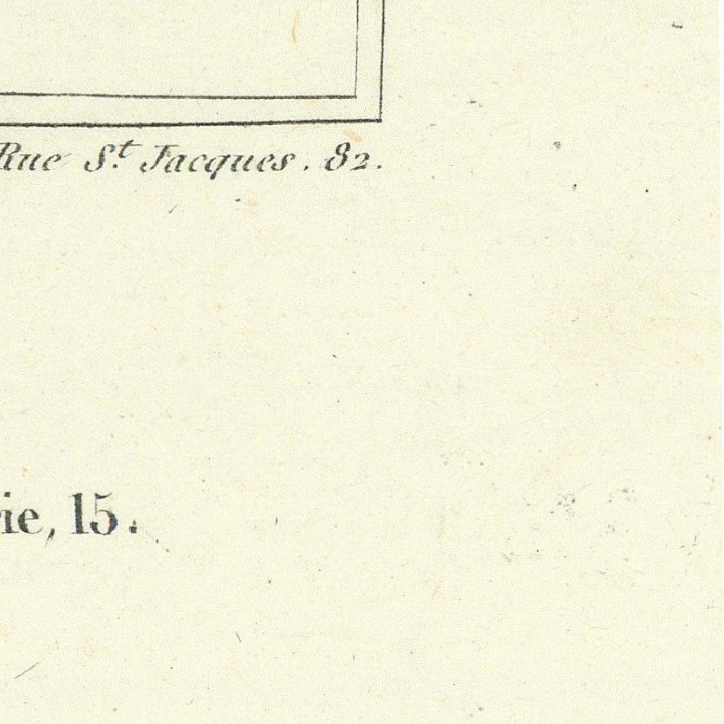 Text on a beige background with 'Rue St Jacques' and numbers