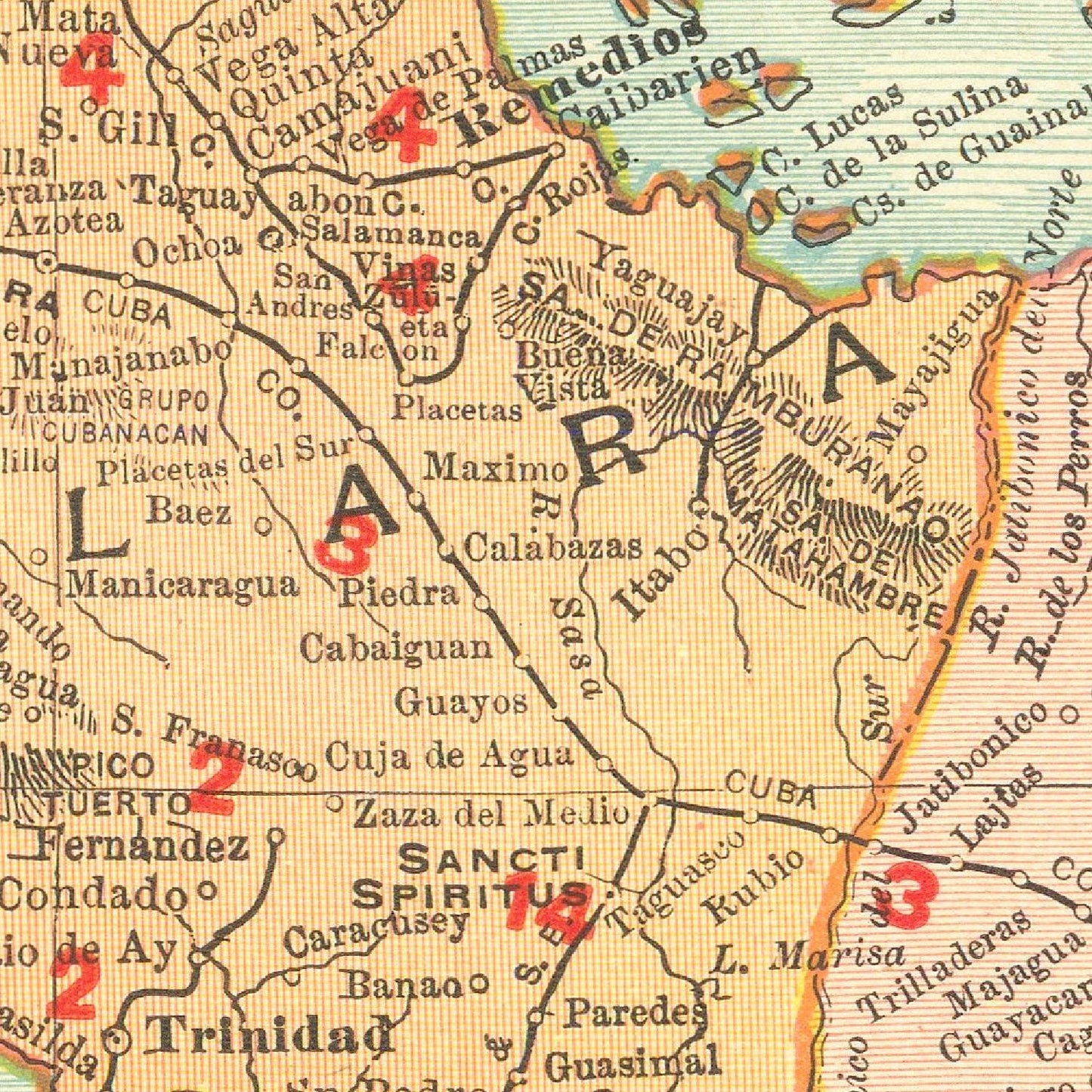 detail of the map from the centre