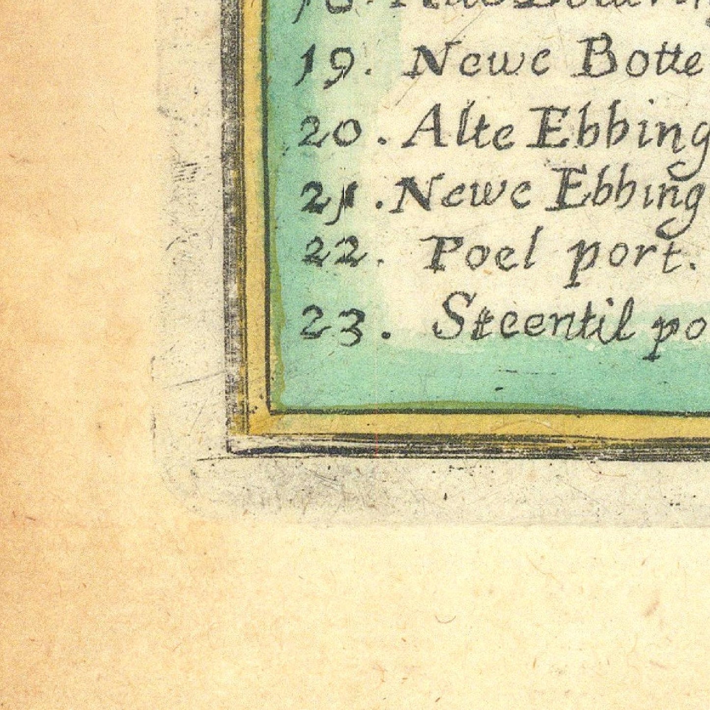 Text on a map with a focus on 'Alte Ebbing' and 'Newe Ebbing'.