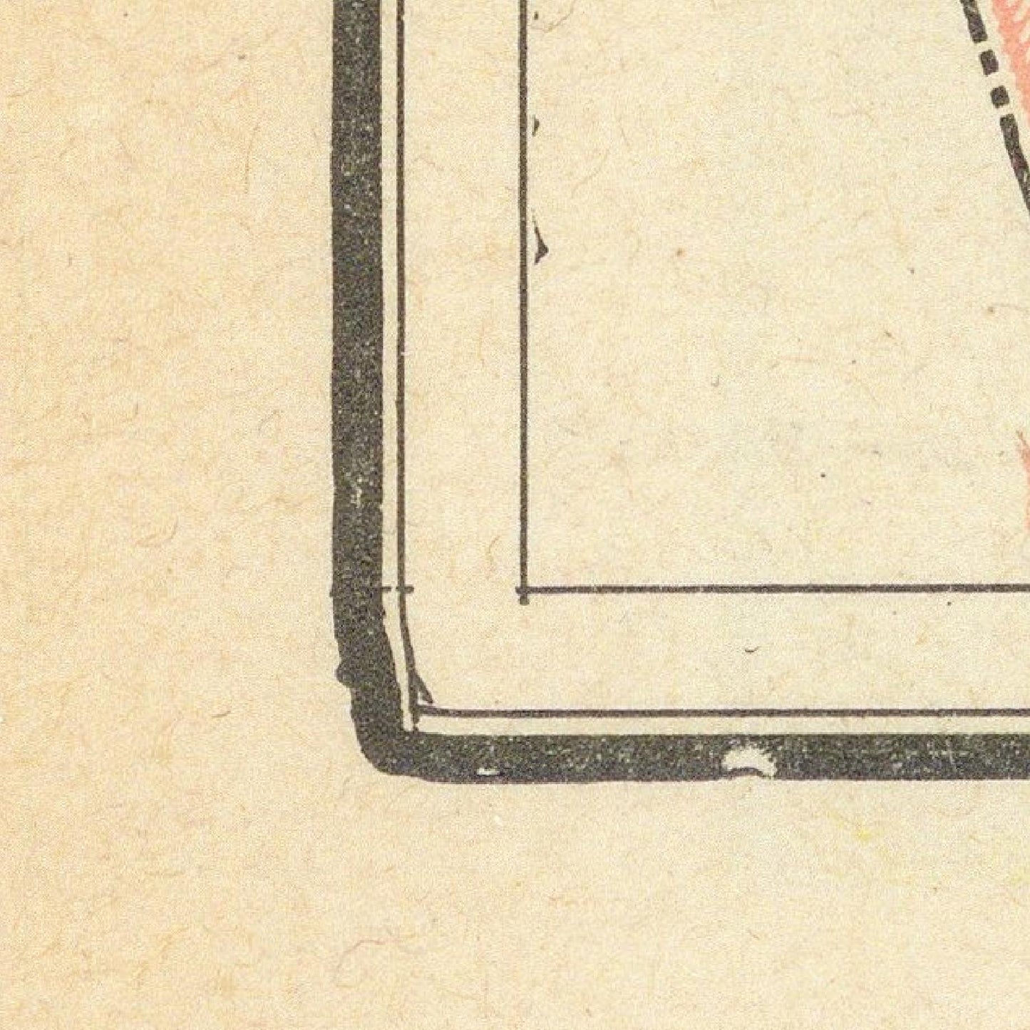 Corner of a vintage map with black border on beige paper