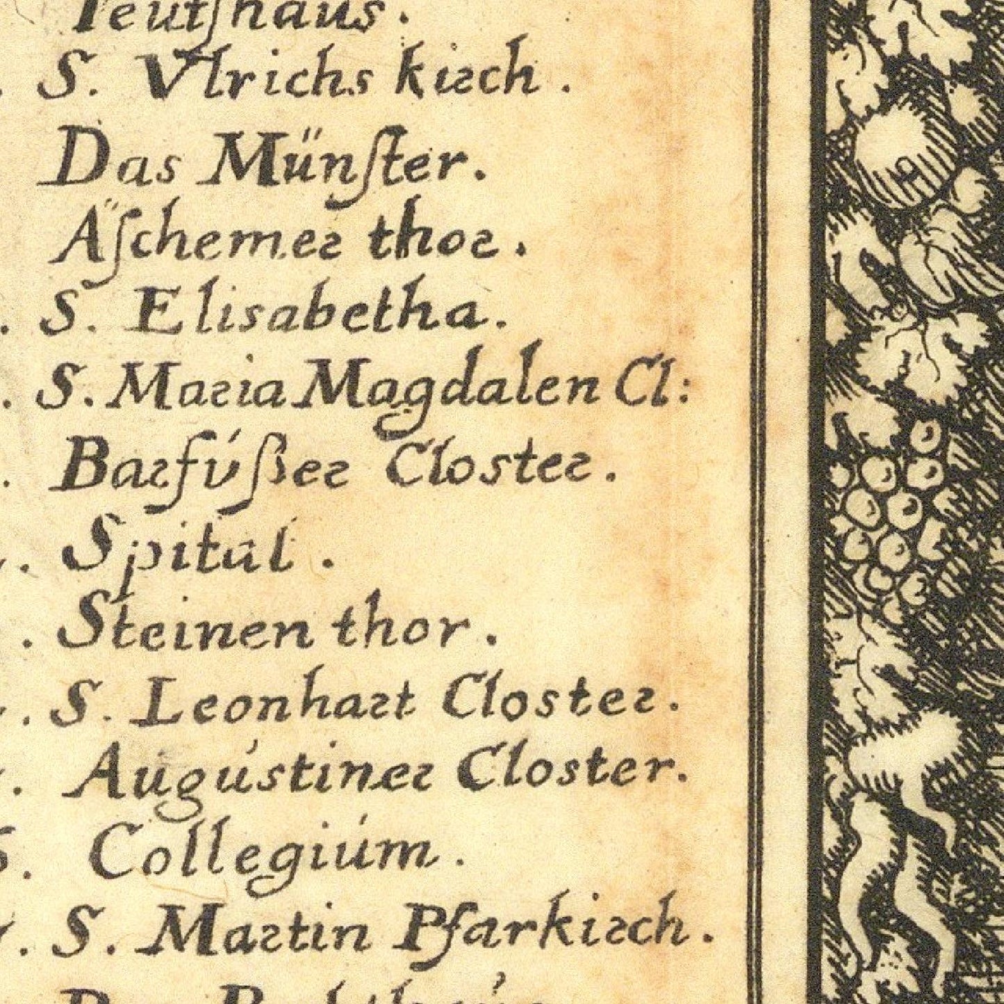 Vintage map detail with text and decorative border