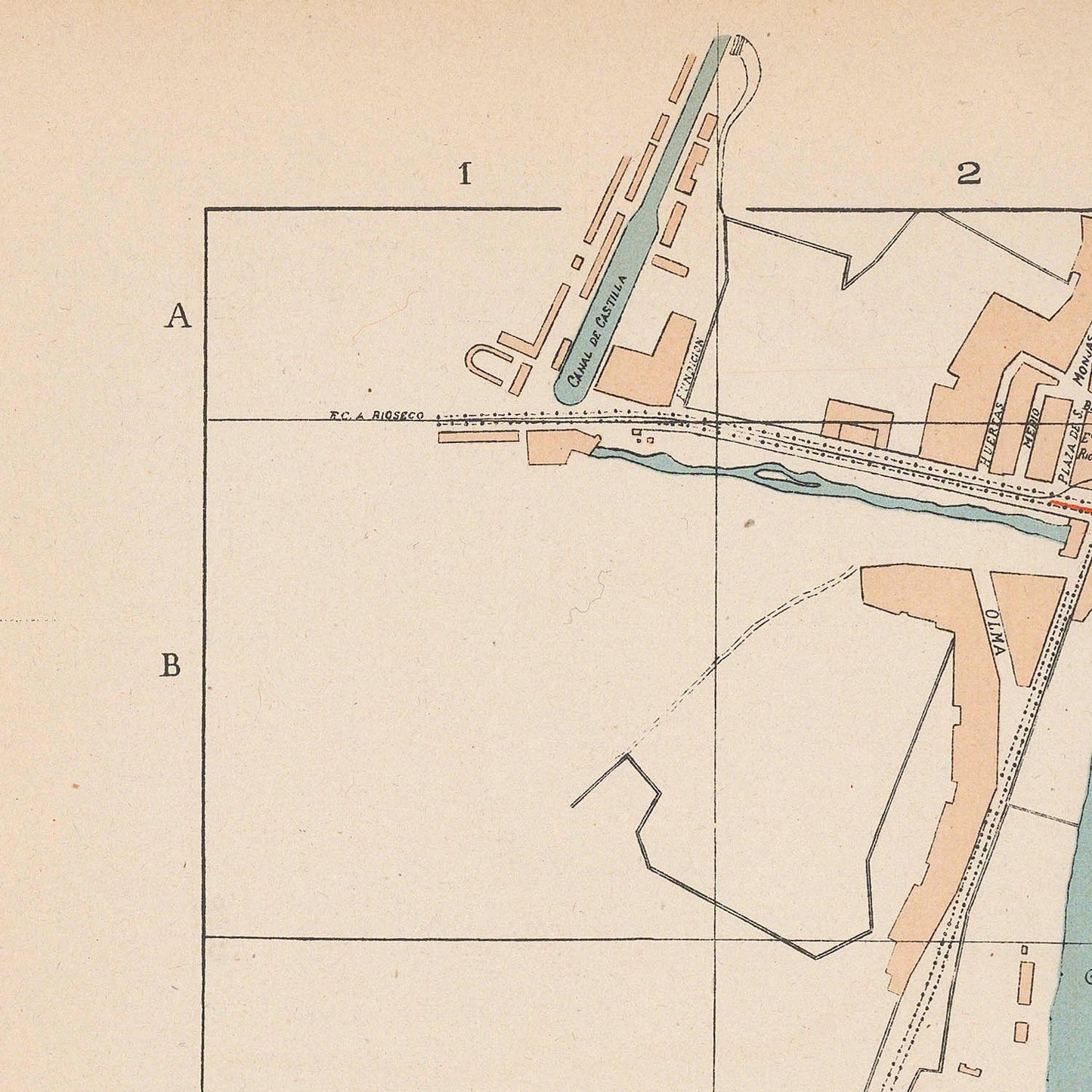 Vintage map or diagram with labeled sections on a beige background