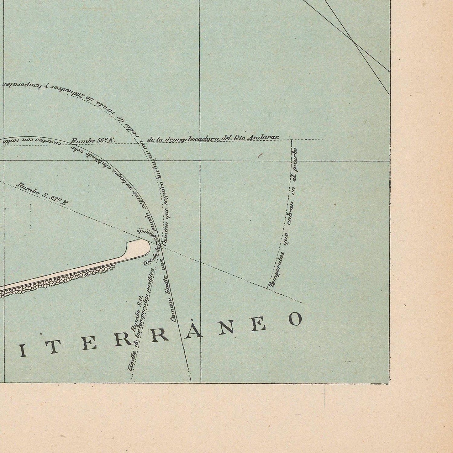 Vintage map with text and geometric shapes on a beige background