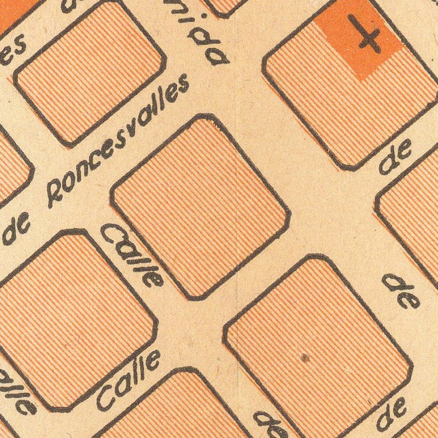 Close-up of a map with street names on a beige background