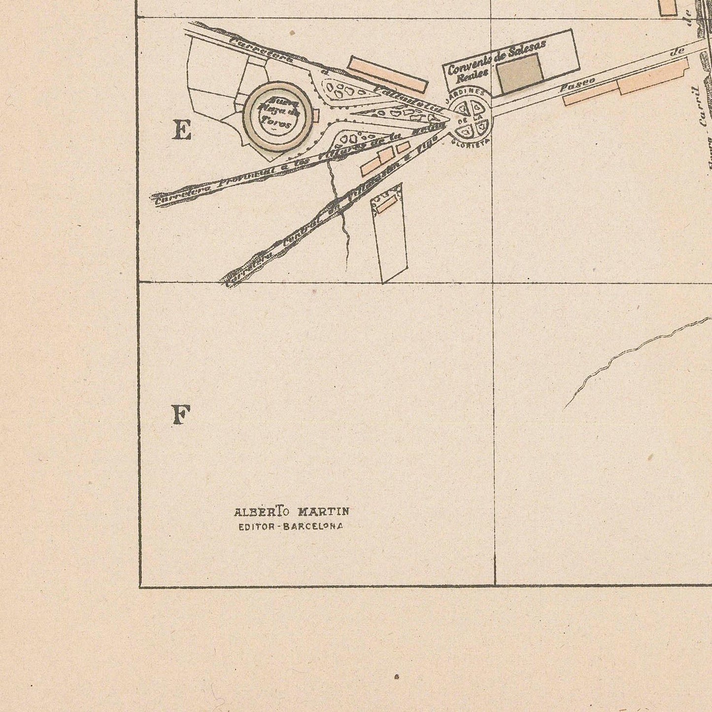 Vintage map of a park layout with labeled sections and 'Alberic Martin' editor's name.