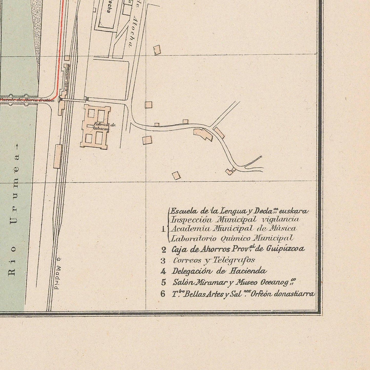 Vintage map with labeled locations and text on a beige background