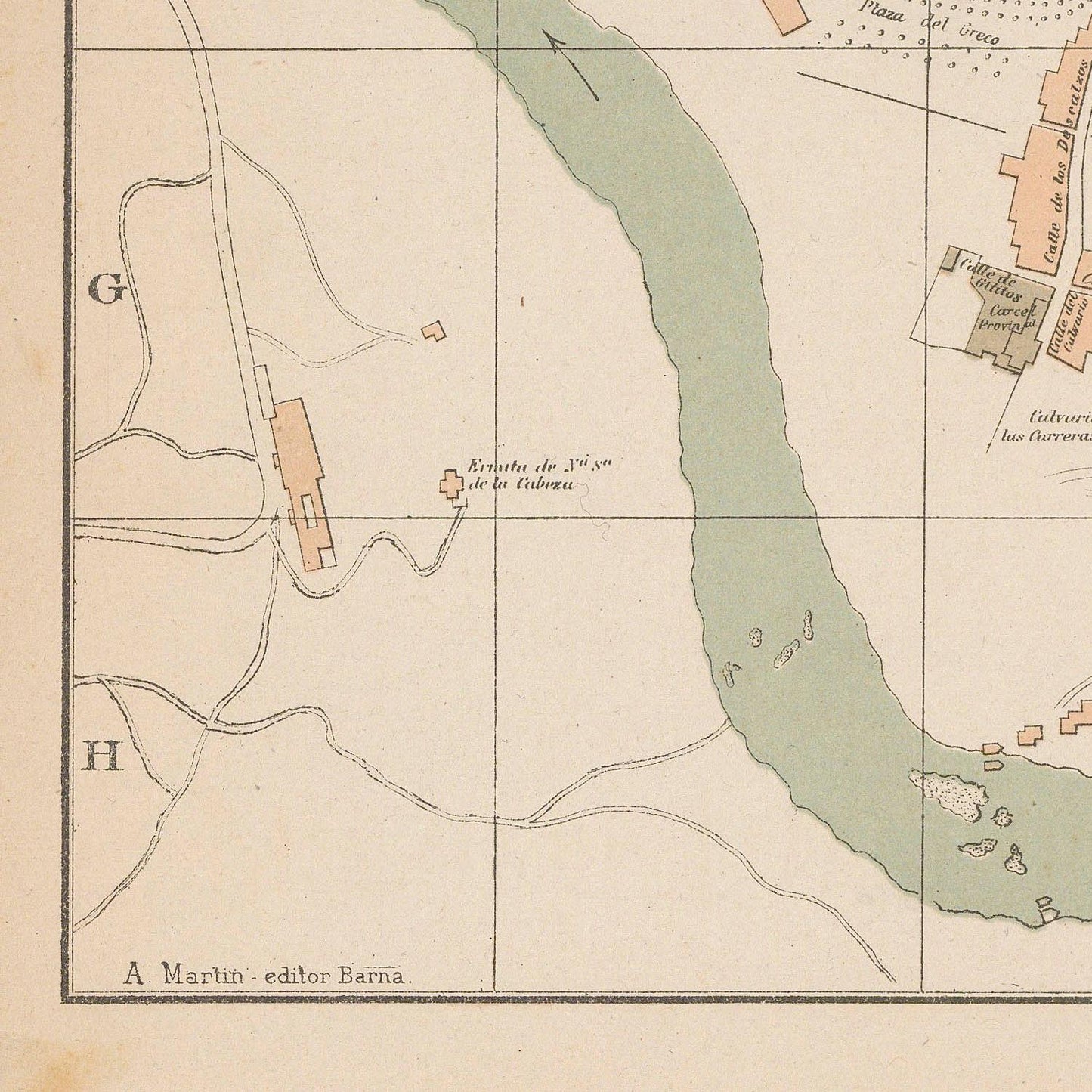 detail of the map from the bottom left corner