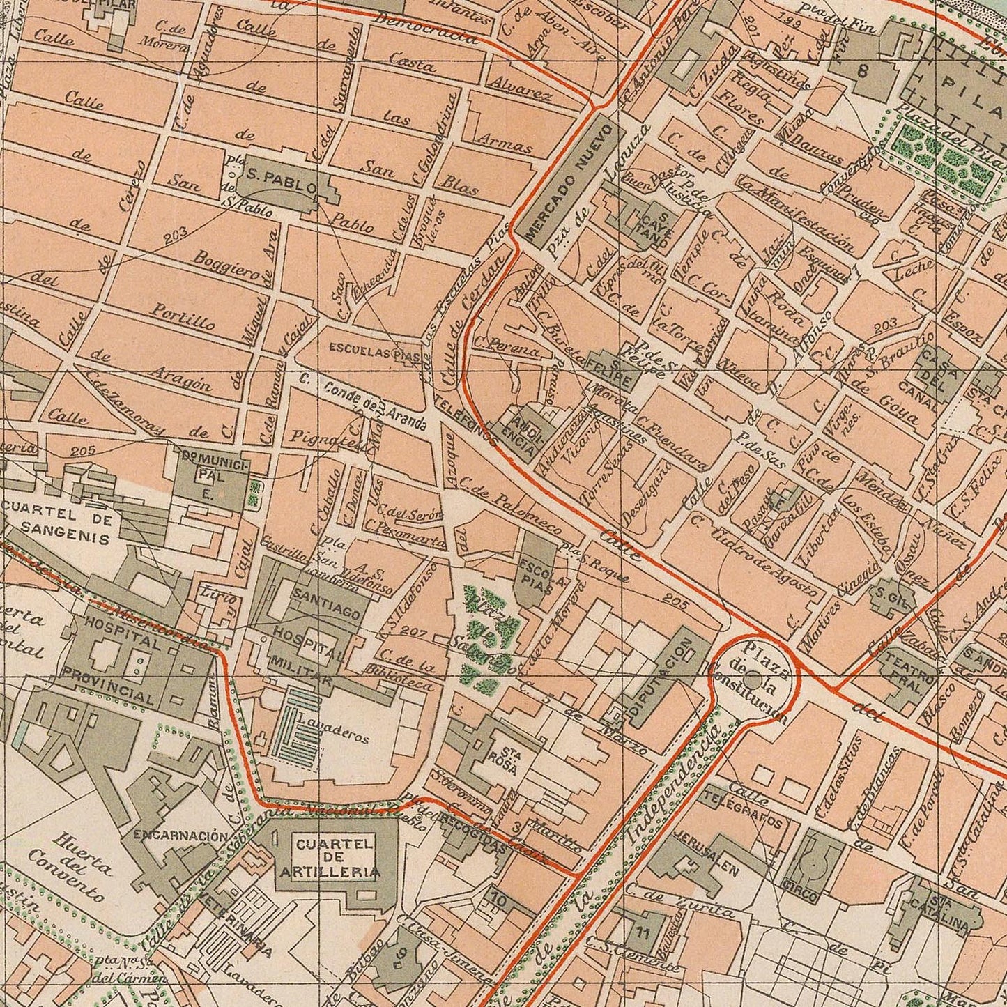 detail of the map from the centre