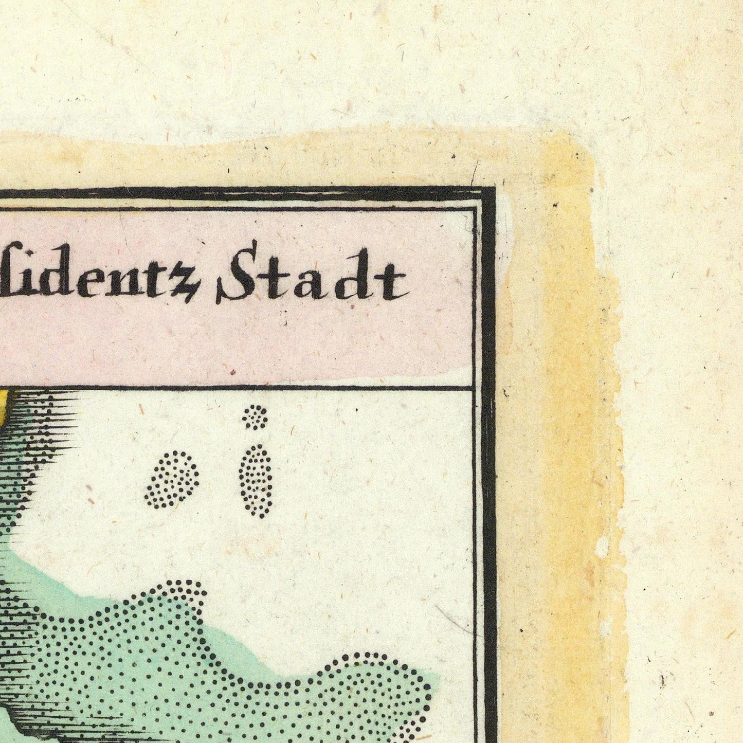 Vintage map detail with text 'Lidentz Stadt' on a beige background