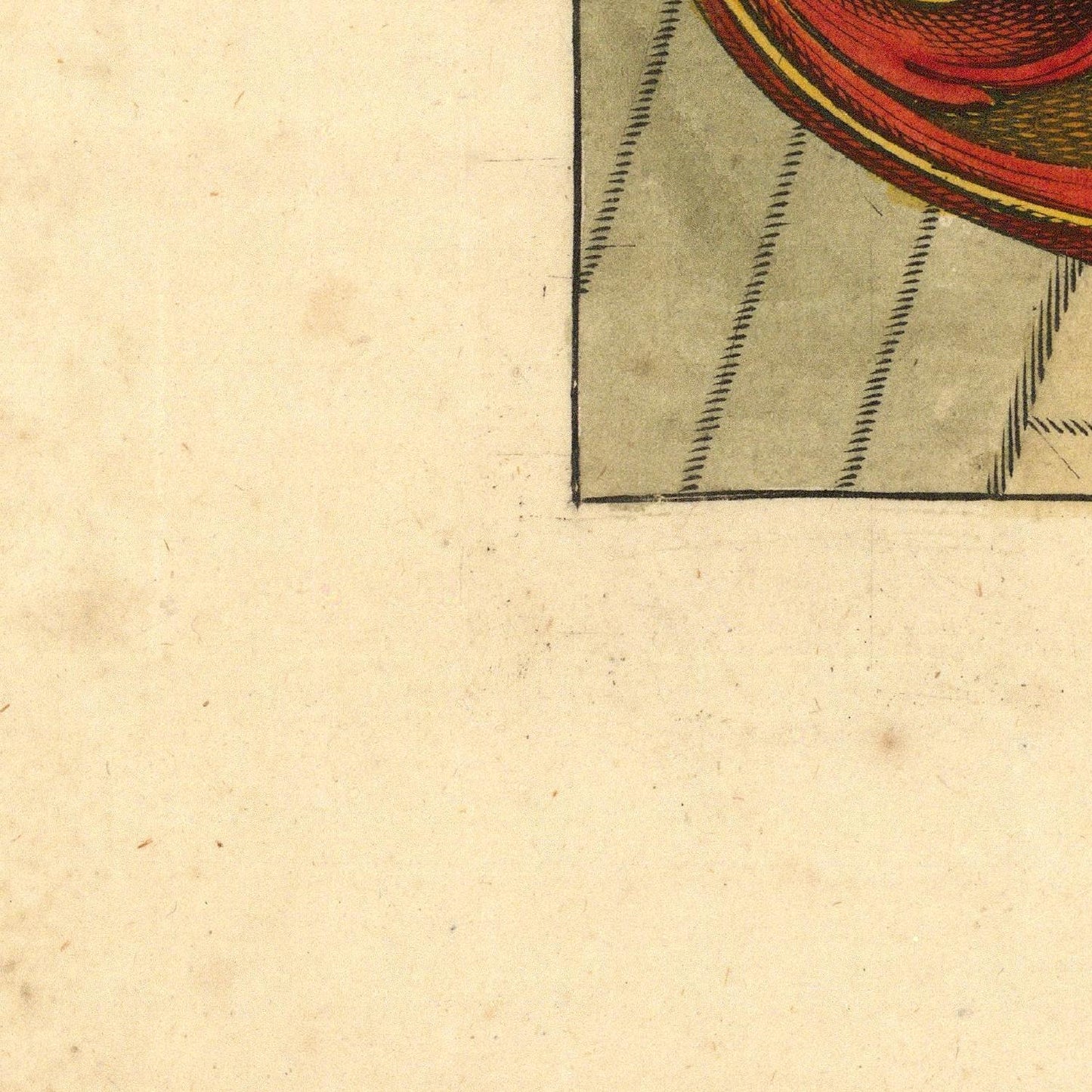 Close-up of a textured beige surface with a corner of a printed design.