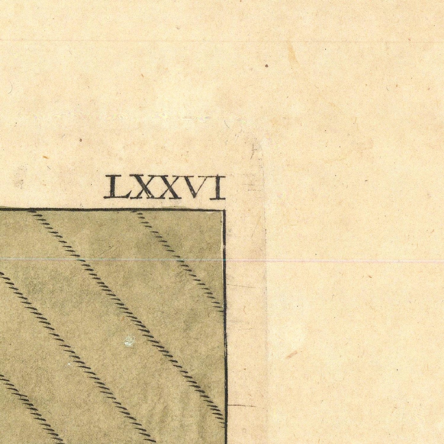 Roman numeral LXXVI on a textured beige background