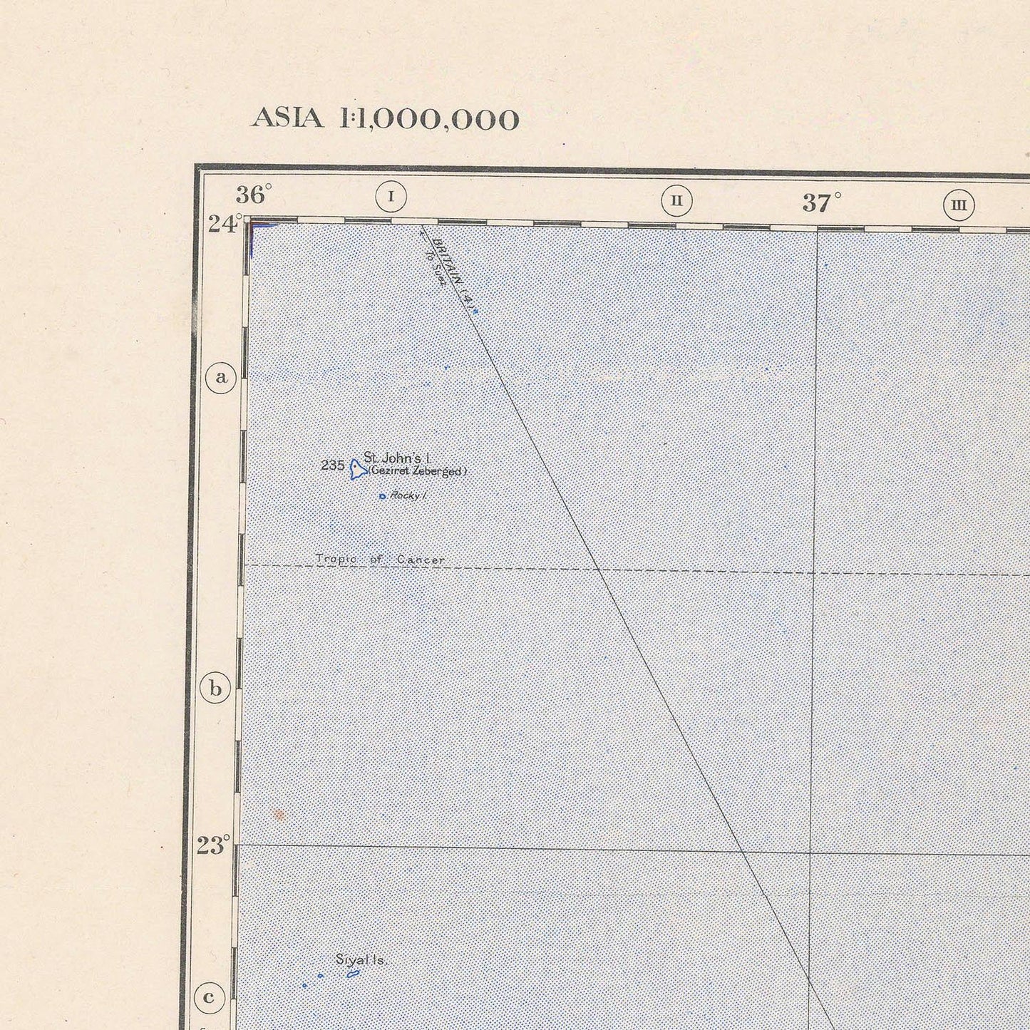 Vintage map of Asia with coordinates and labels on a beige background