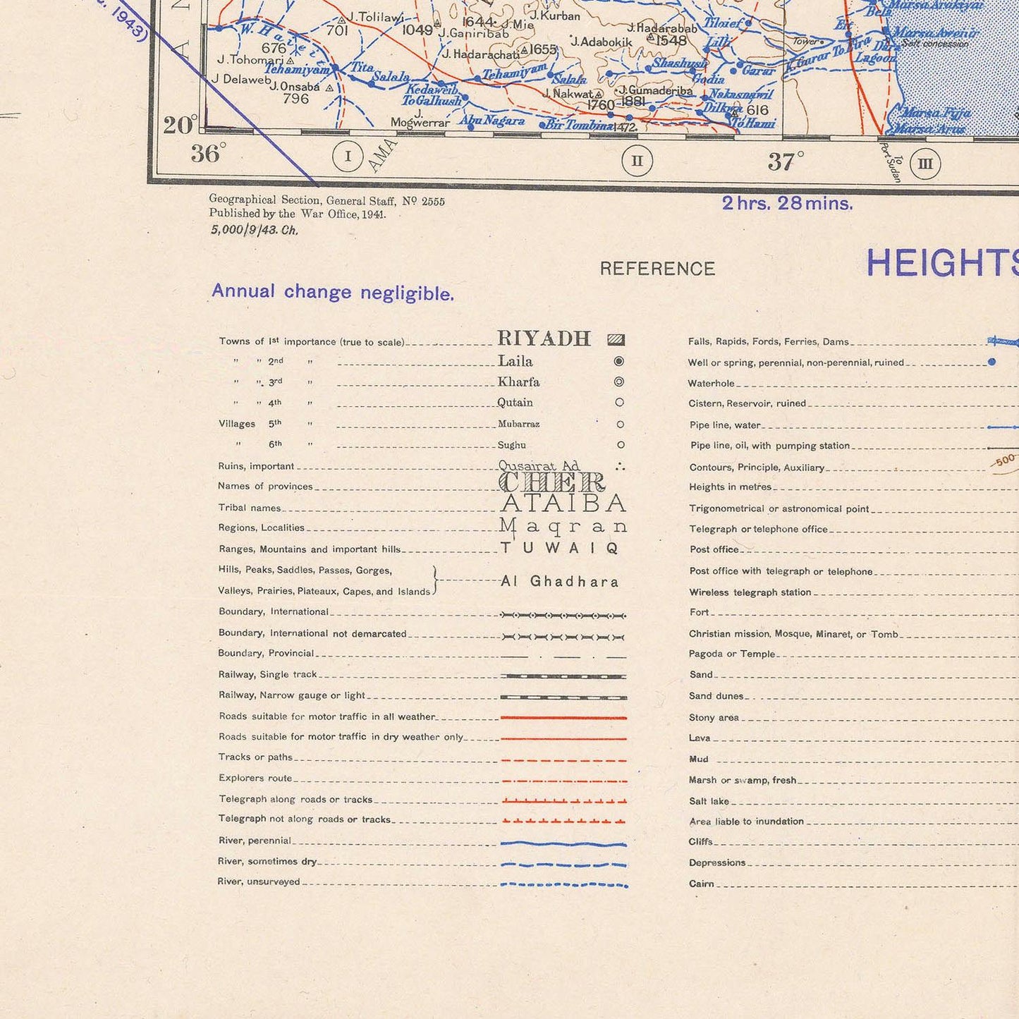 Vintage map with text and coordinates, likely from a military or geographic reference source.
