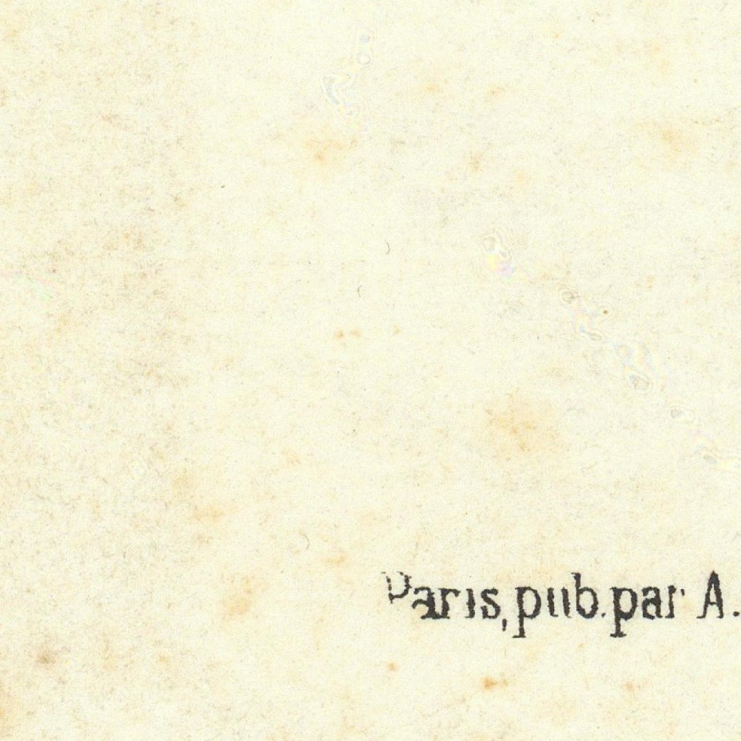 Text 'Paris, pub. par A.' on a textured beige background