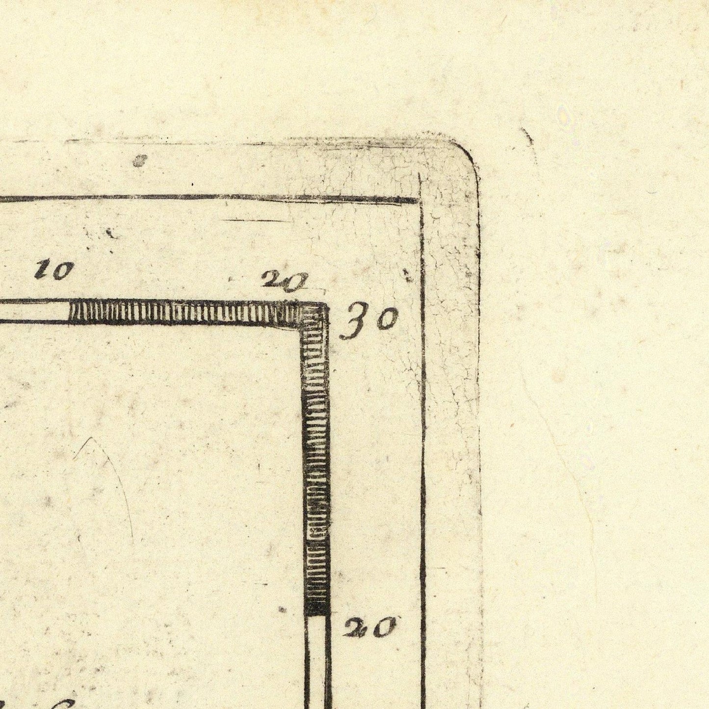 Corner of a map with measurement scale on a beige background