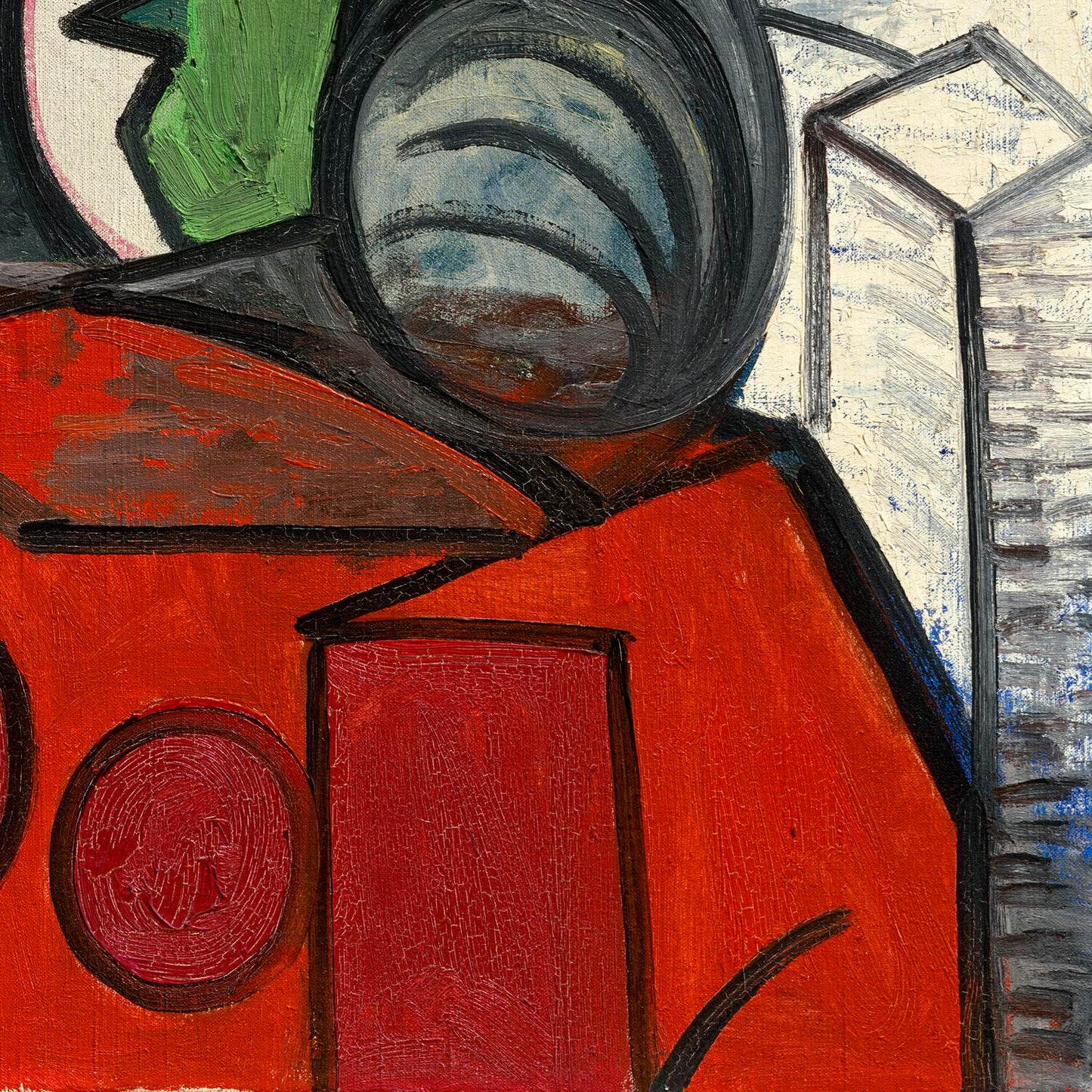 Abstract painting with geometric shapes and vibrant colors