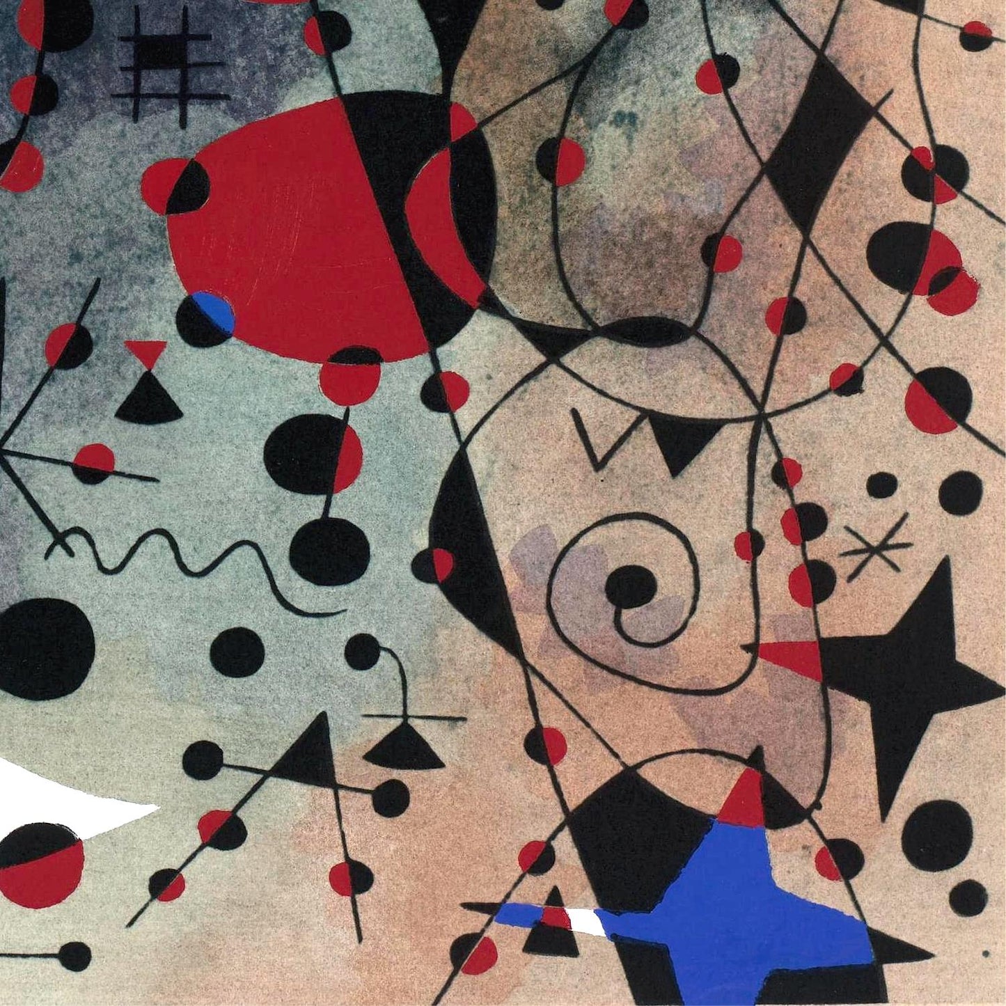 Abstract artwork with geometric shapes and bold colors