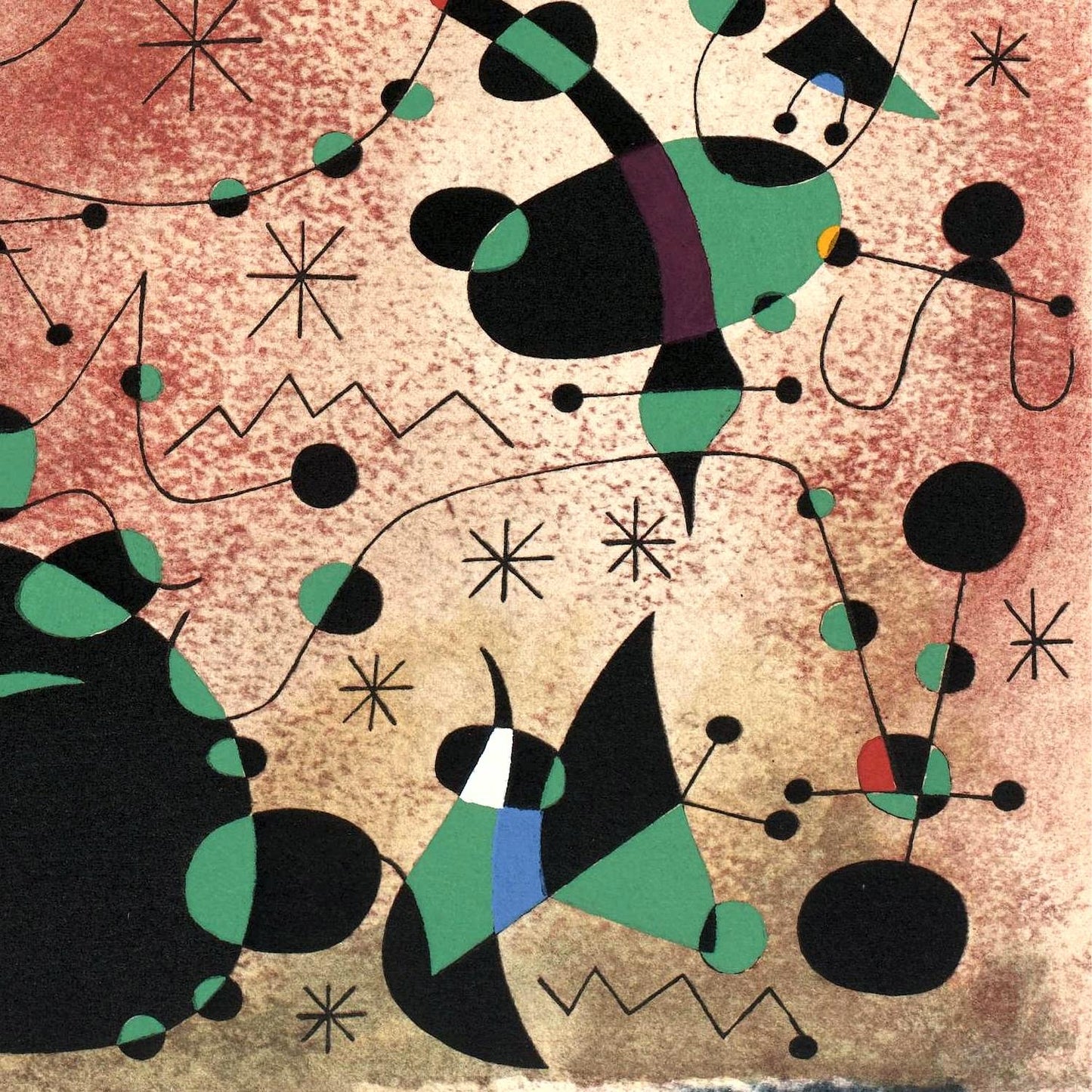 Abstract art with geometric shapes and patterns on a textured background