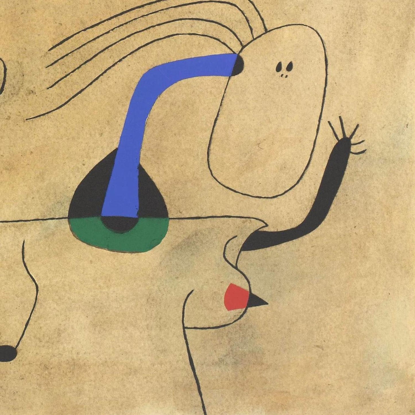 Abstract artwork with geometric shapes on a beige background