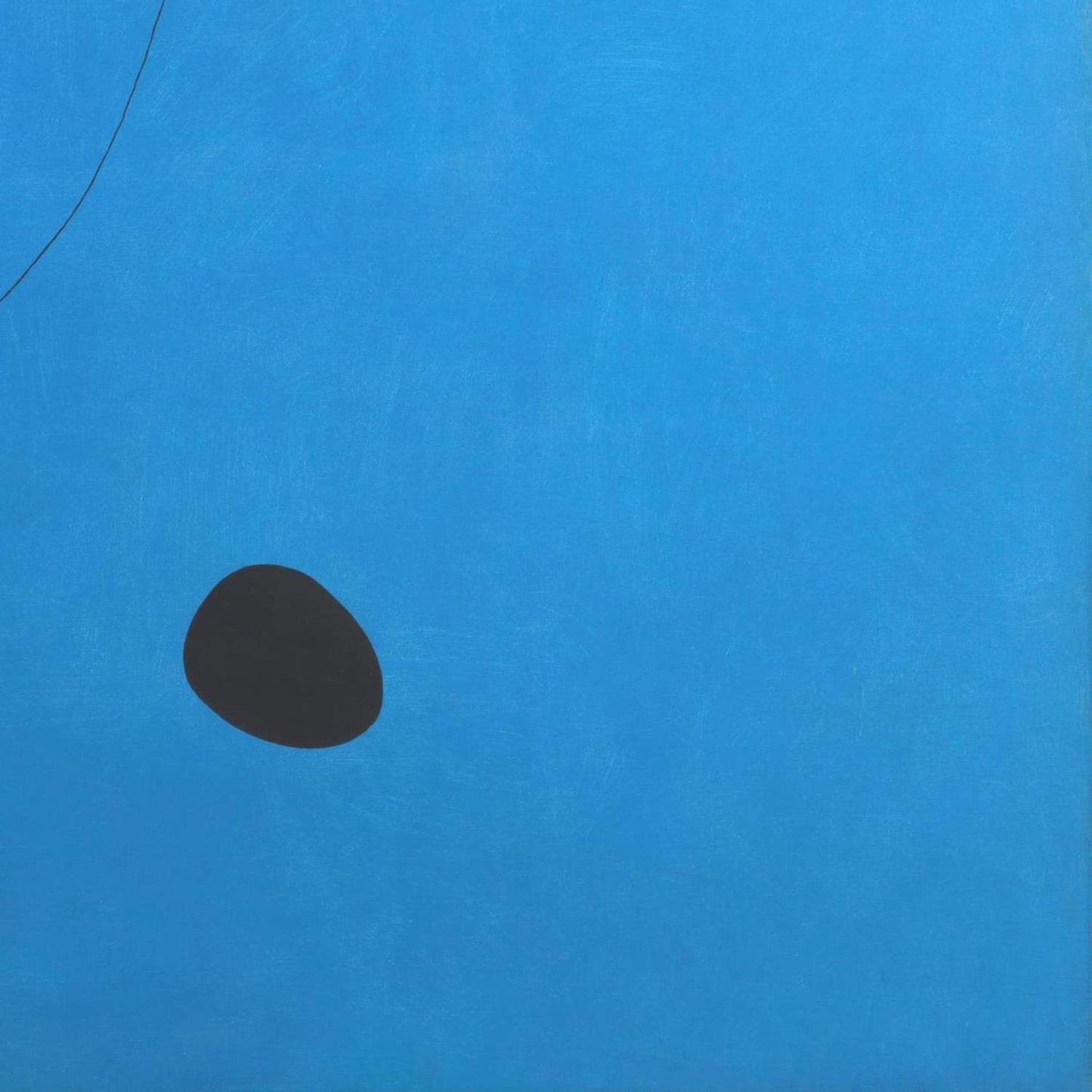 Black circle on a blue background