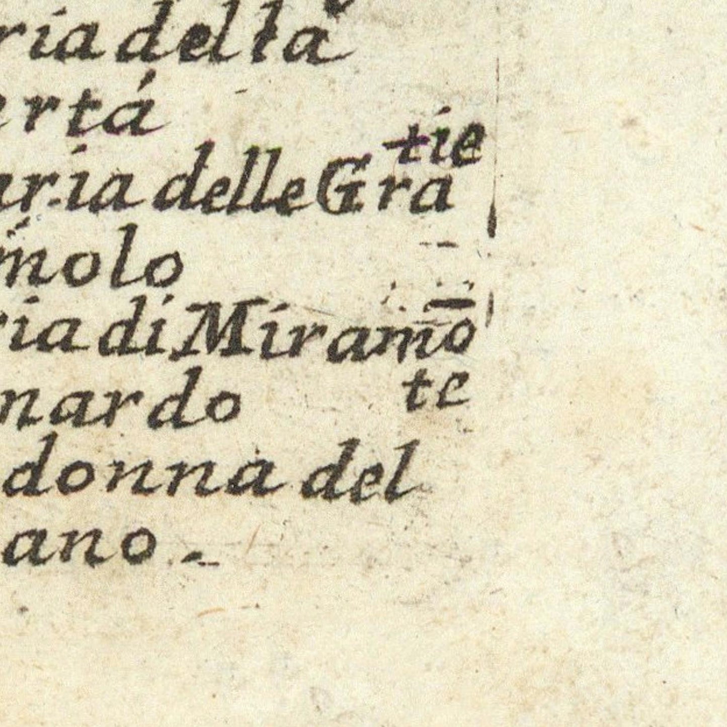 detail of the map from the bottom right corner