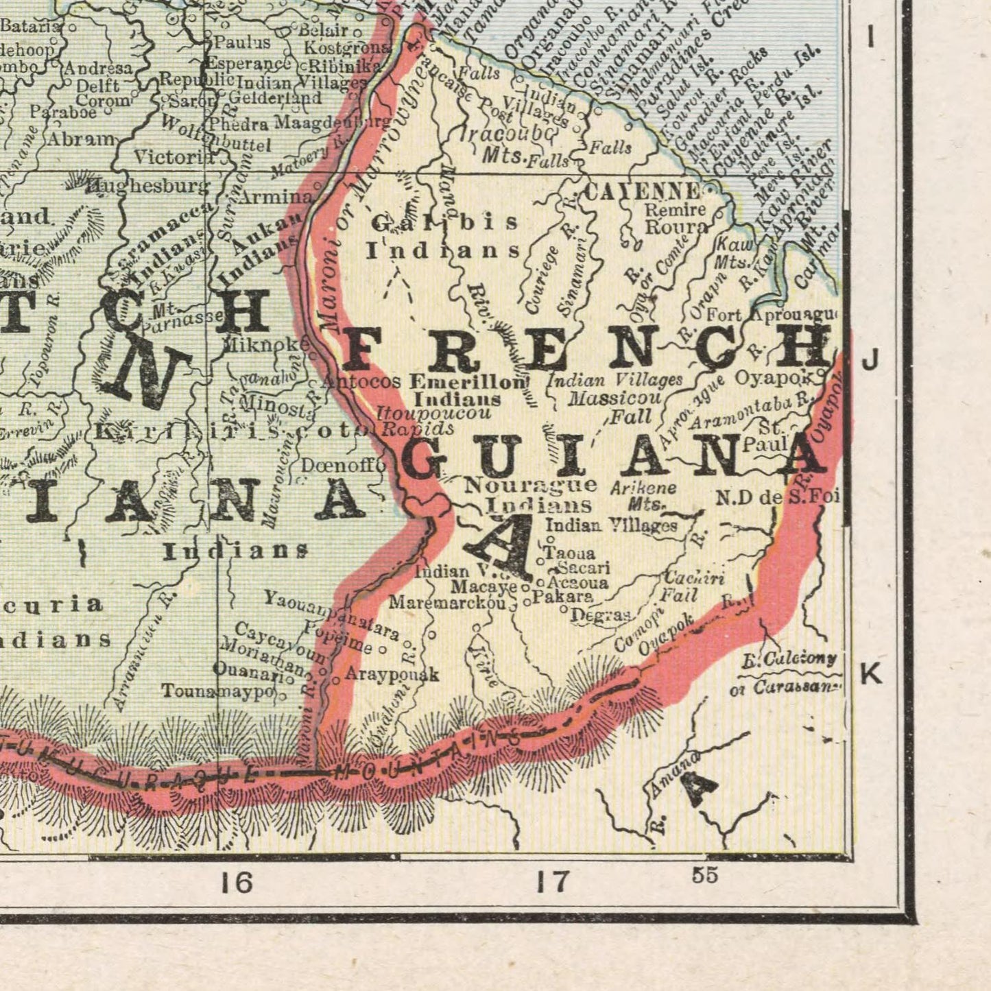 detail of the map from the bottom right corner