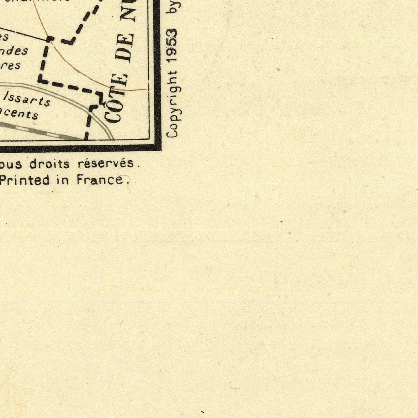 Vintage map with text and a copyright notice on a beige background