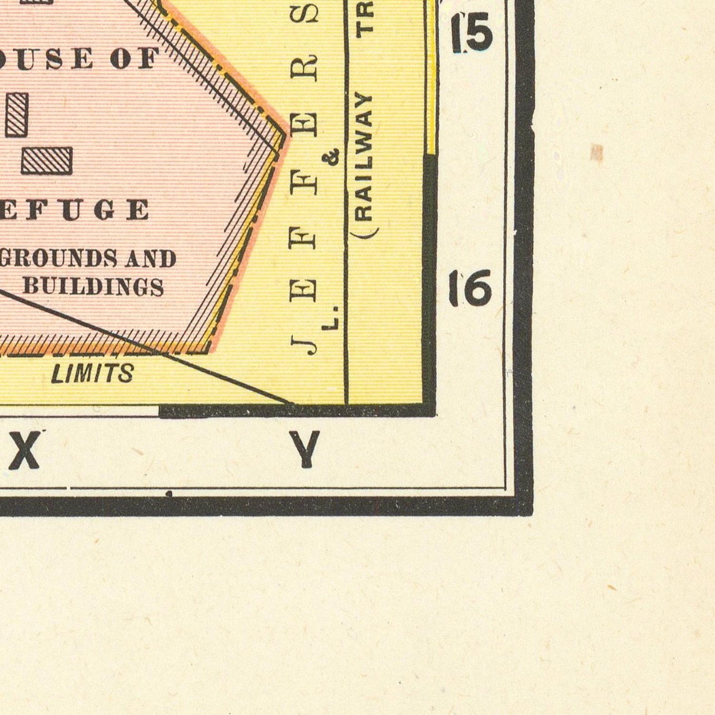 Map detail with labeled 'X' and 'Y' points on a historical document.