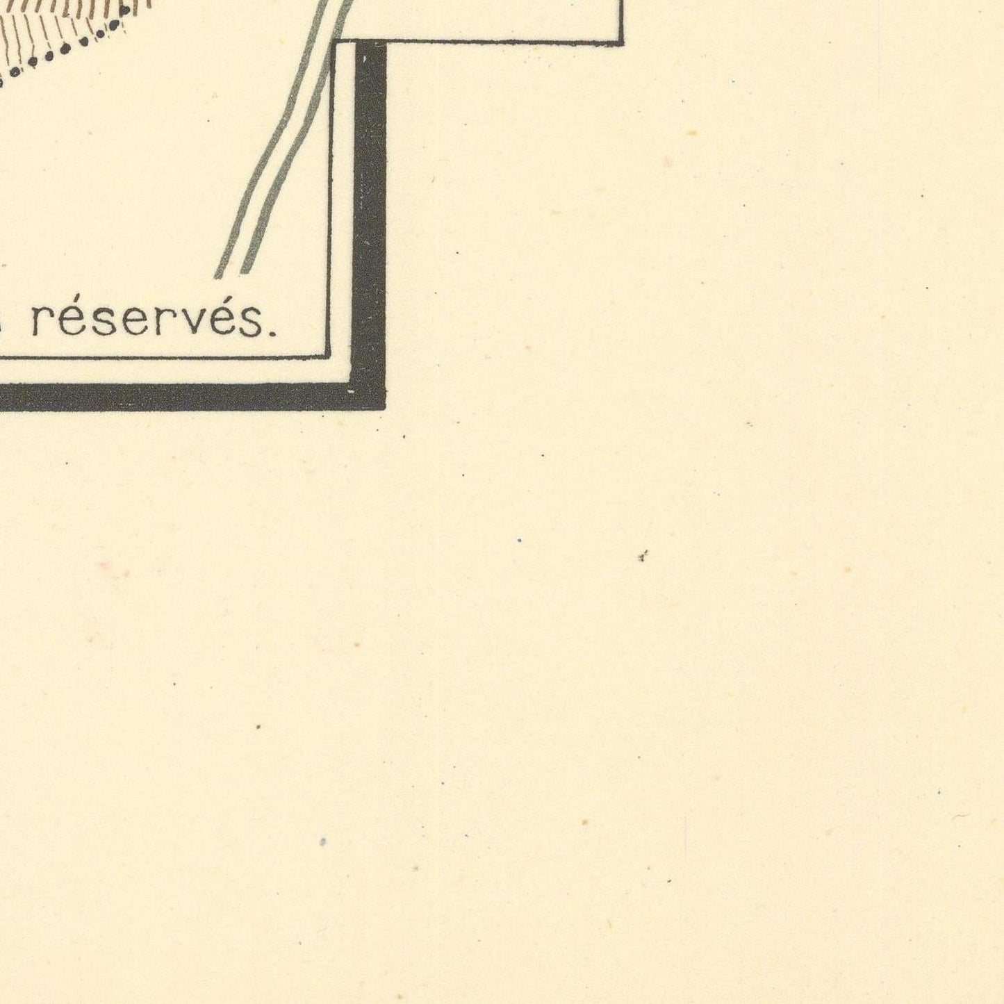 Corner of a document with 'réservés' text on a beige background