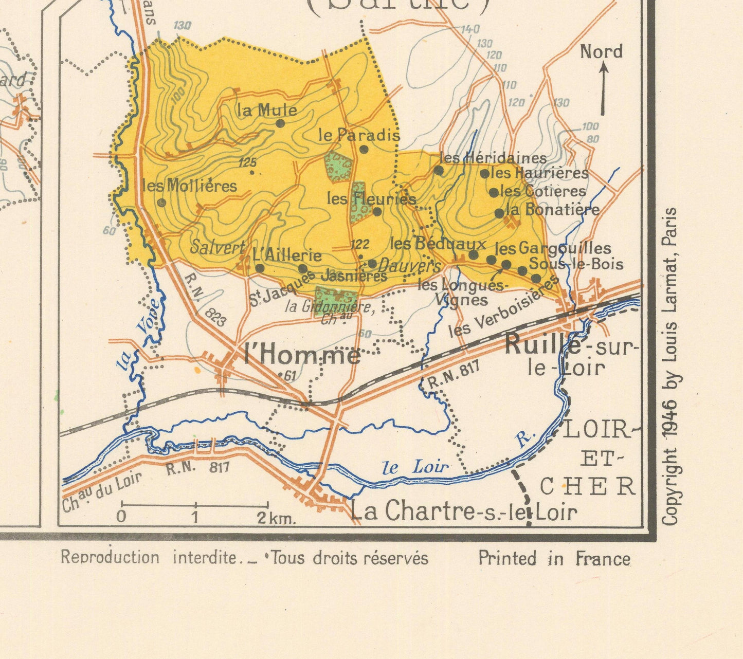 detail of the map from the bottom right corner